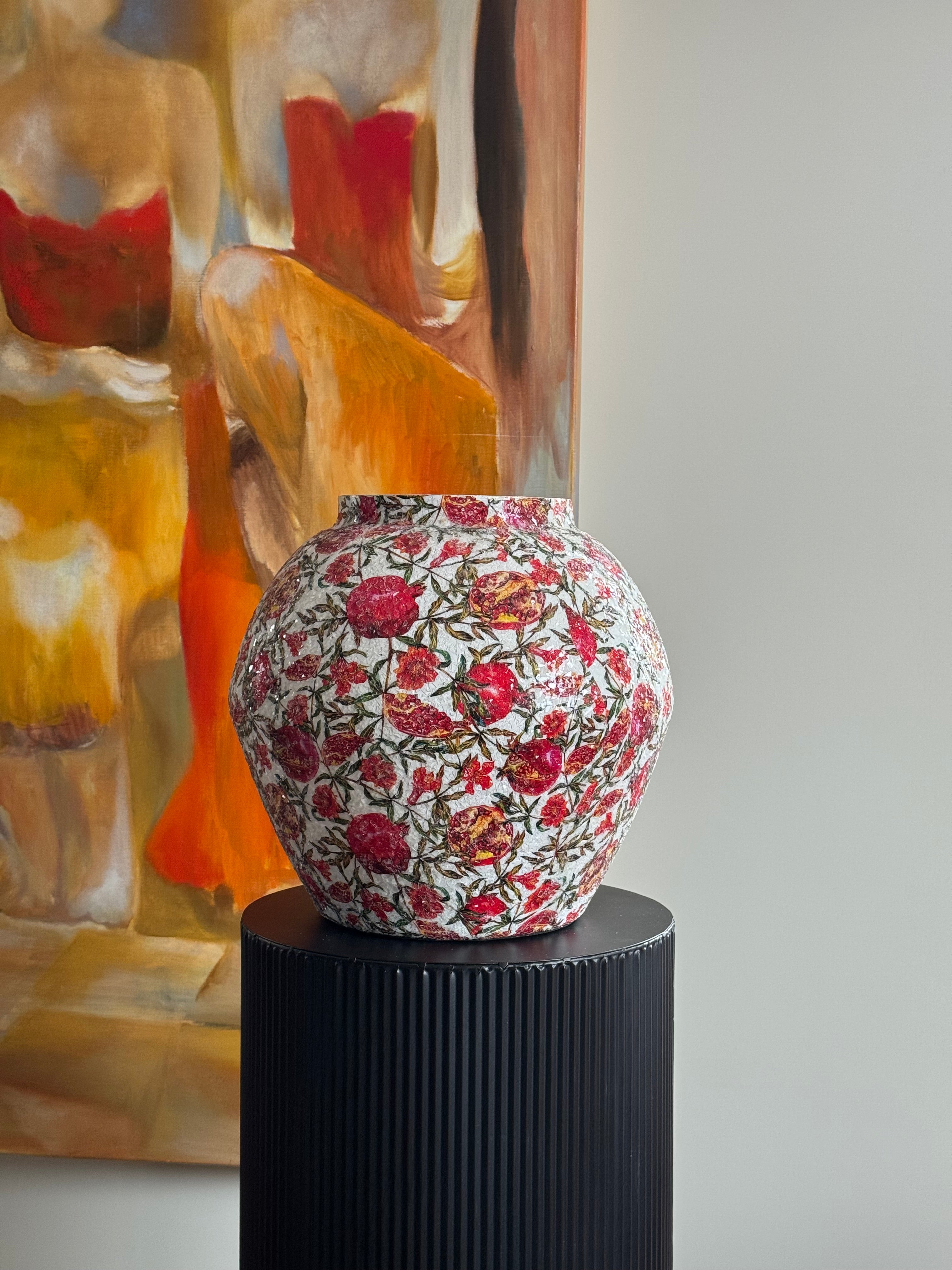 Grote mozaïek granaatappel vaas voor kunstbloemen