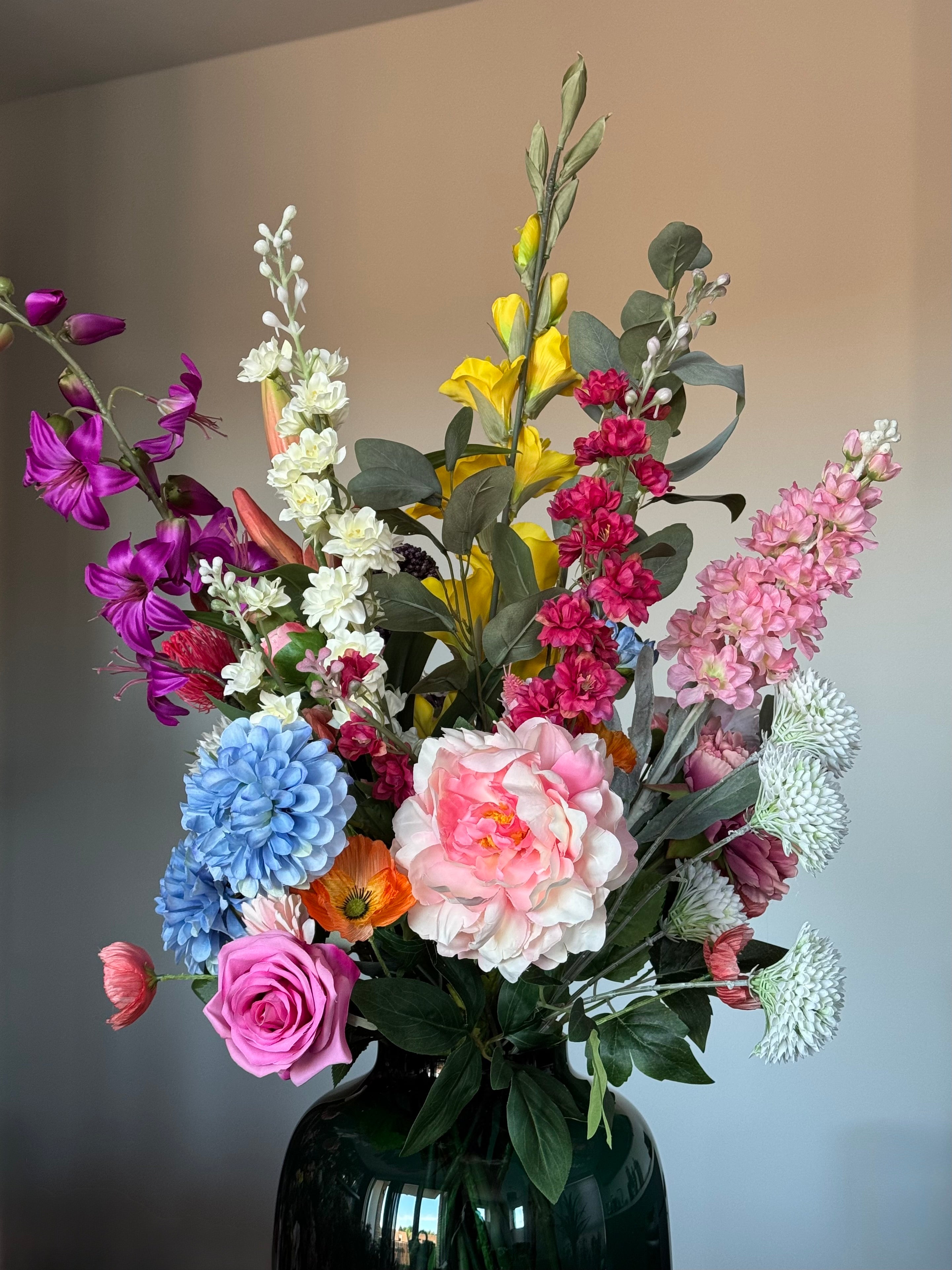 Zijden bloemen close up kleurrijk