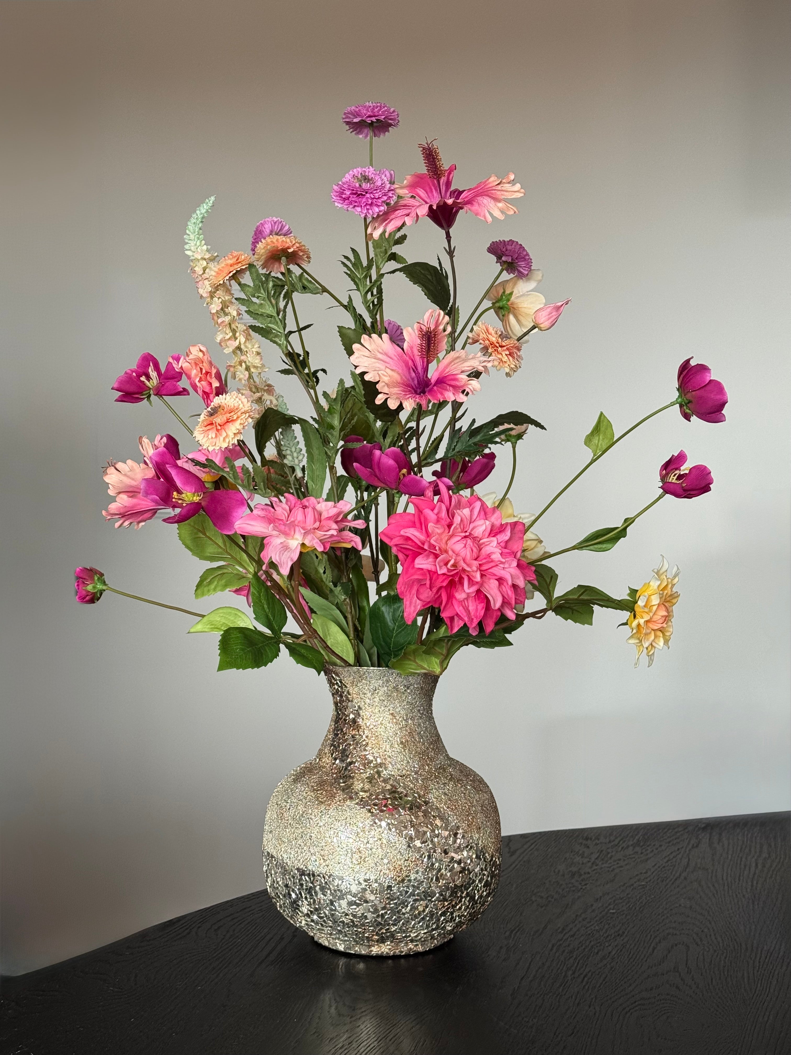 Kunstbloemen veldboeket roze