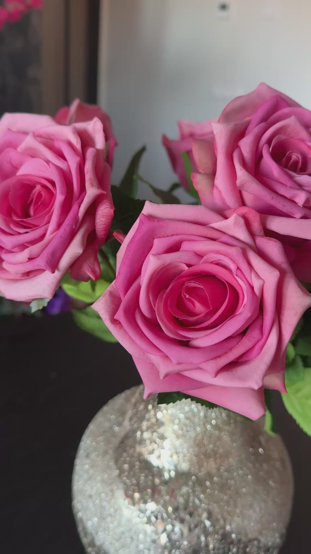 Zijden boeket Rose + vaas