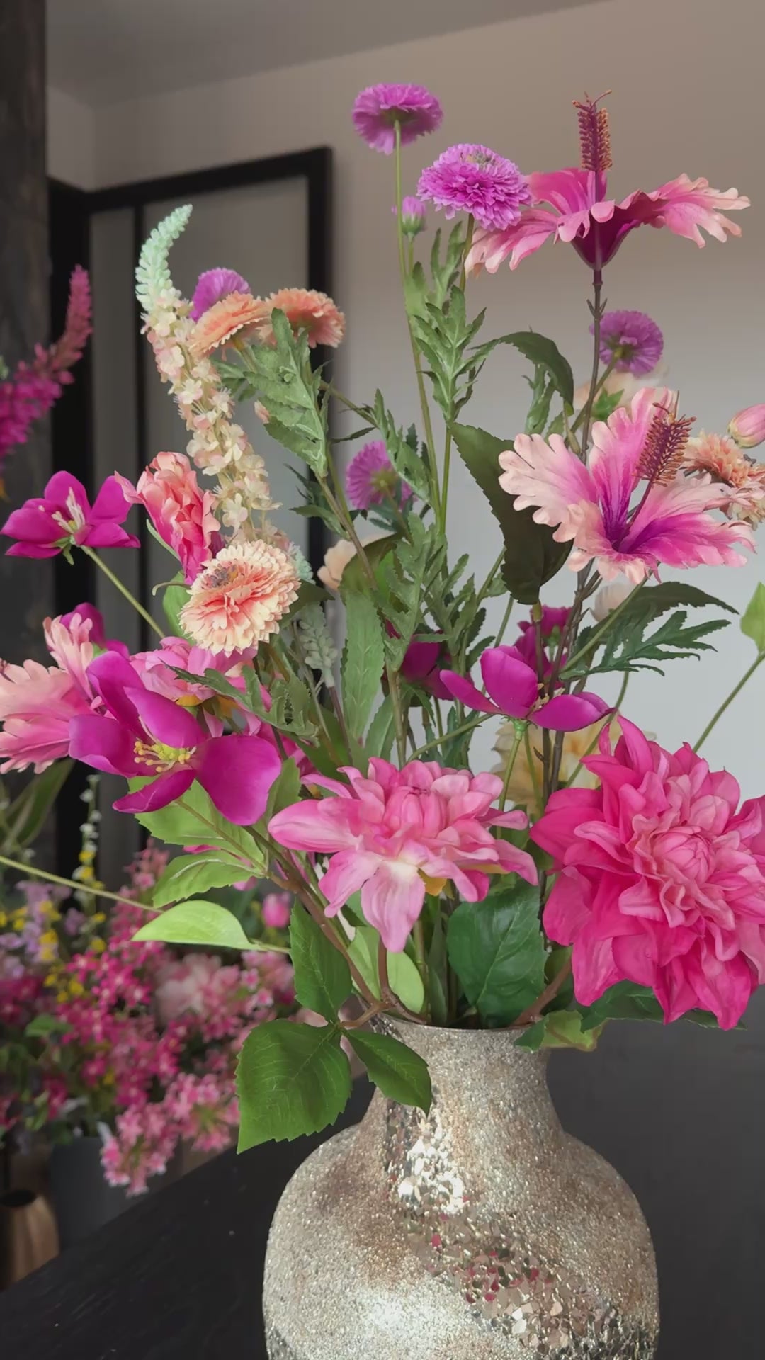 Zijden veldboeket Elvira inclusief vaas