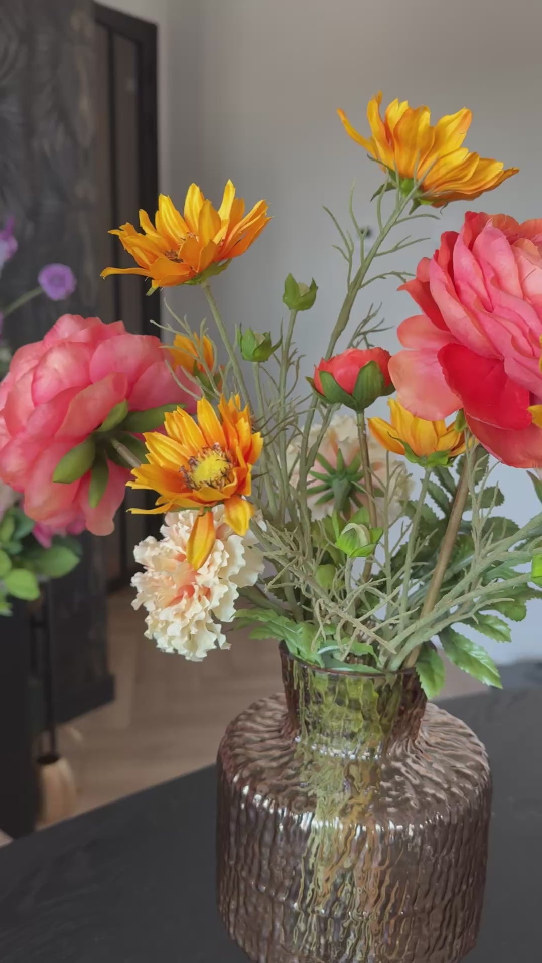 Zijden boeket Lara Tall + vaas