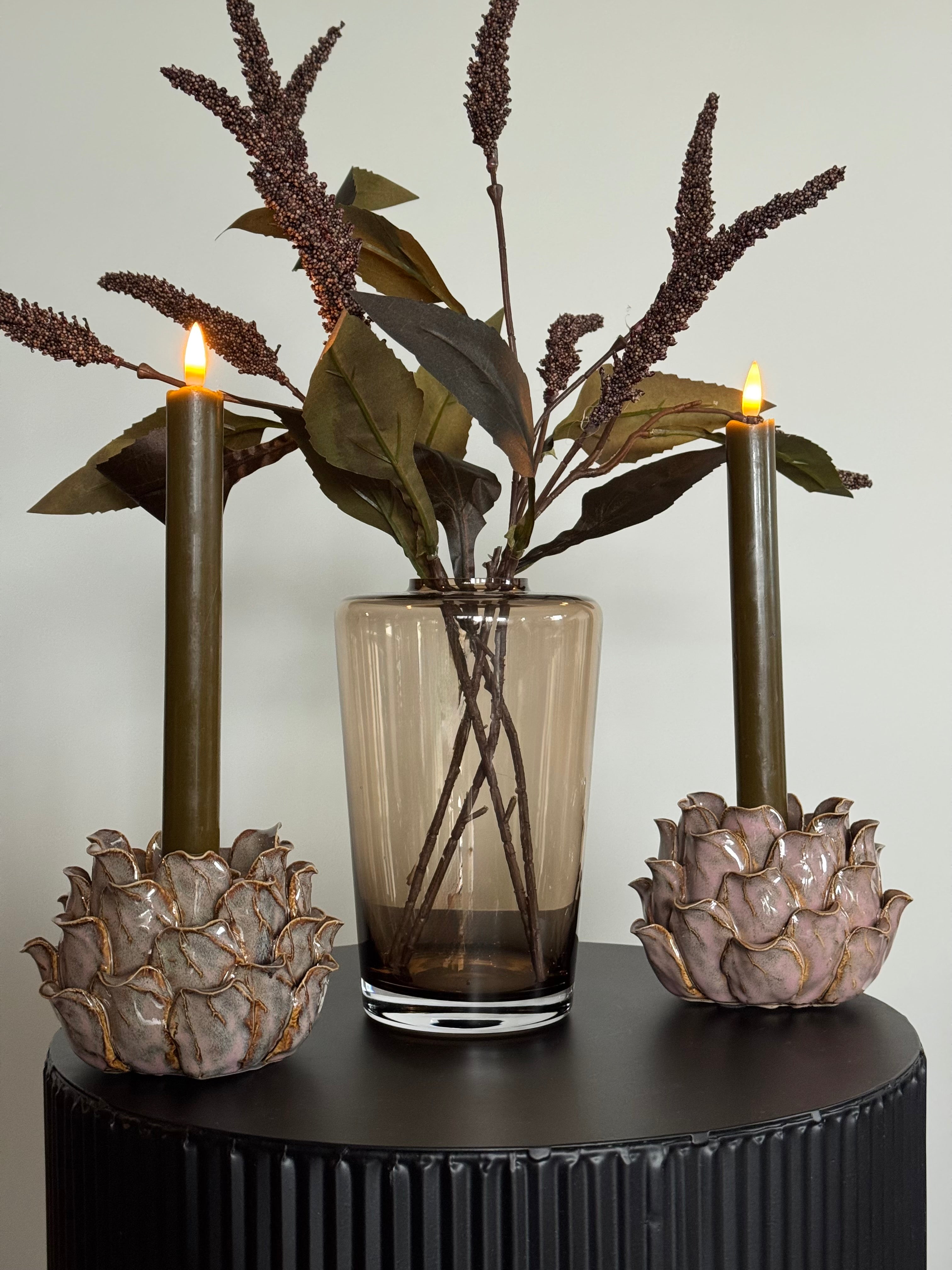 wc decoratie setje met kunsttakken en LED kaarsen