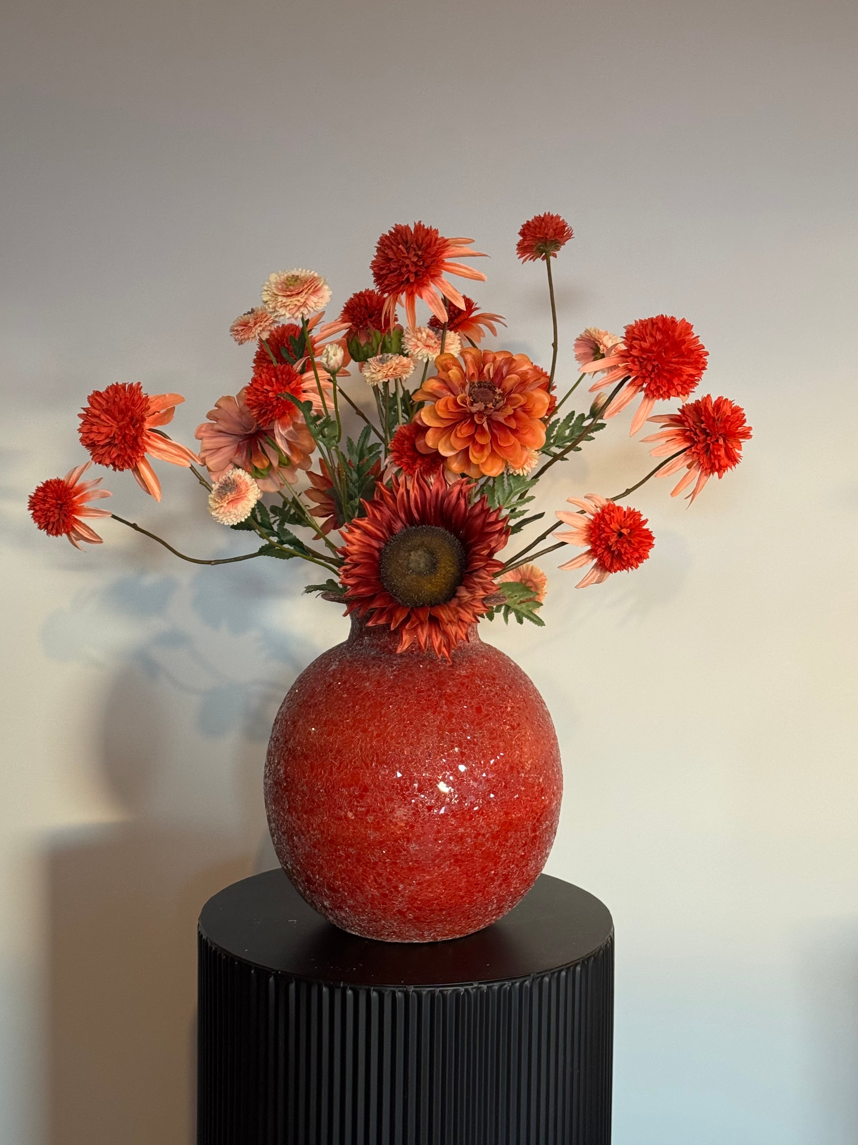 Zijden bloemen boeket, inclusief vaas op=op