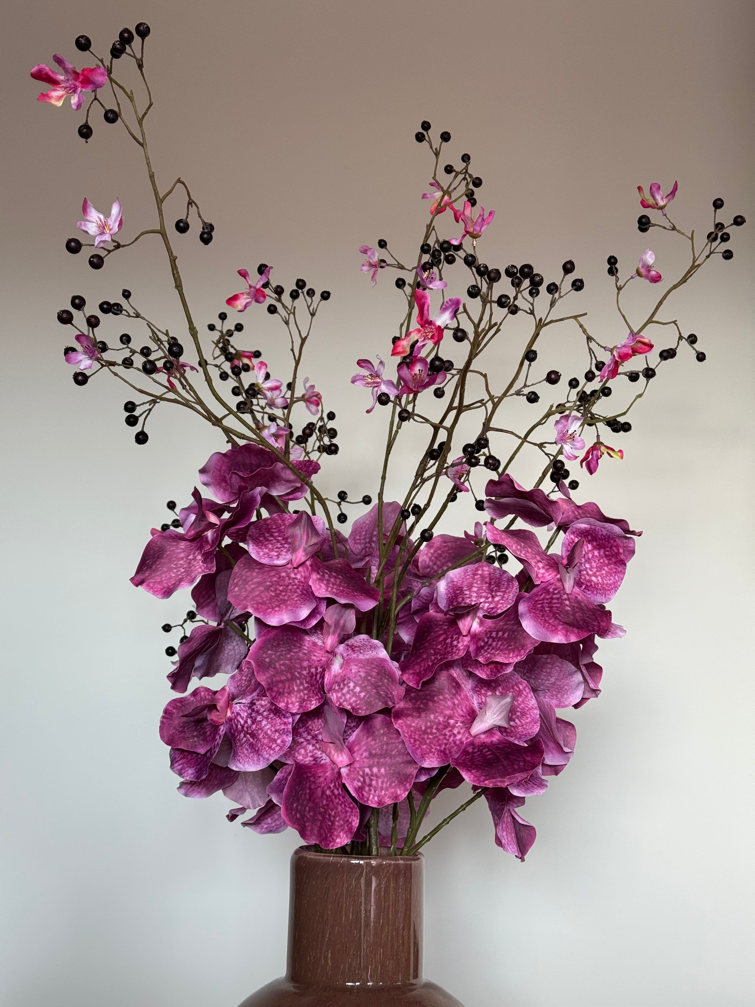 Zijden bloemen boeket, roze orchidee, silk ka boeket op=op