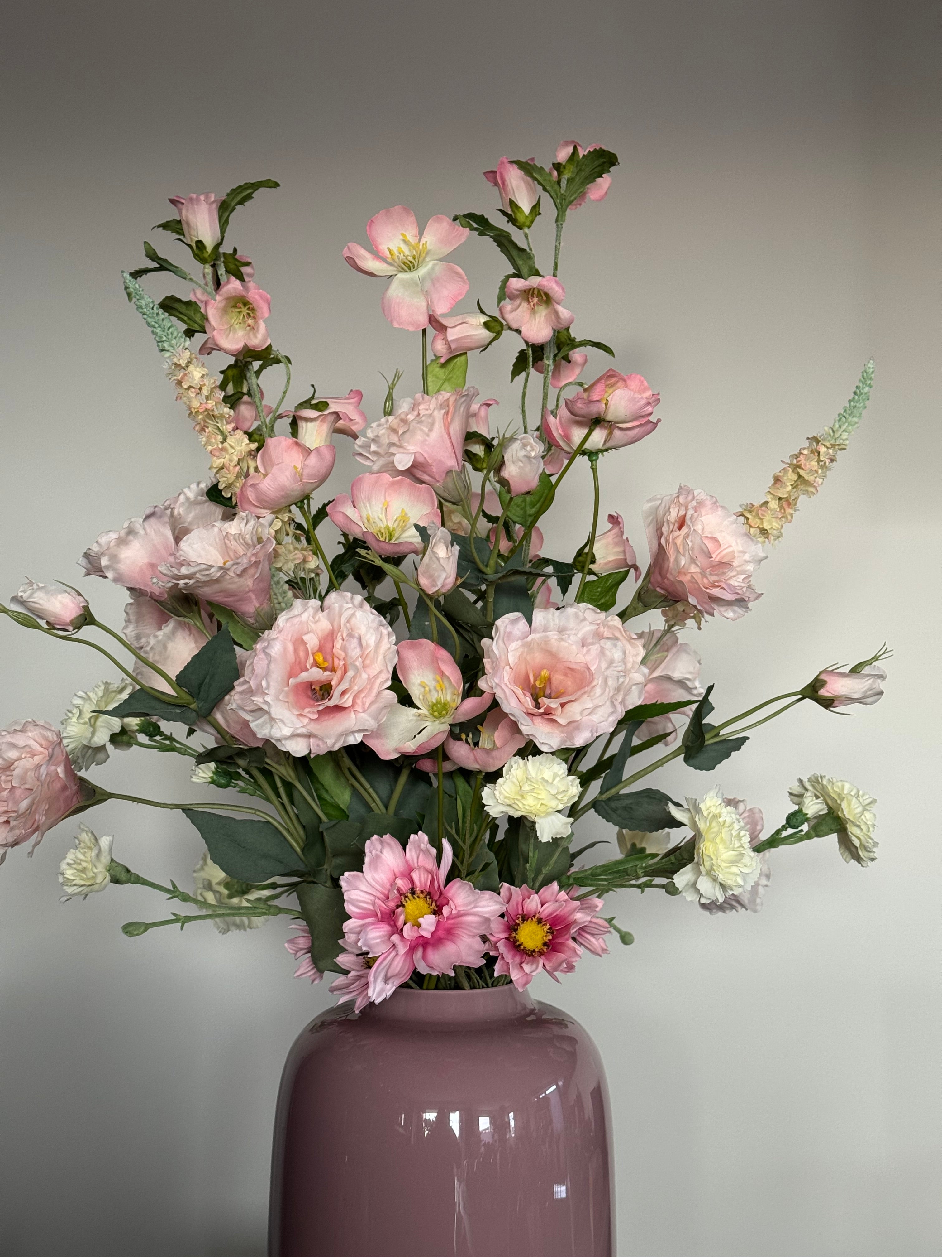 Zijden veldboeket licht roze