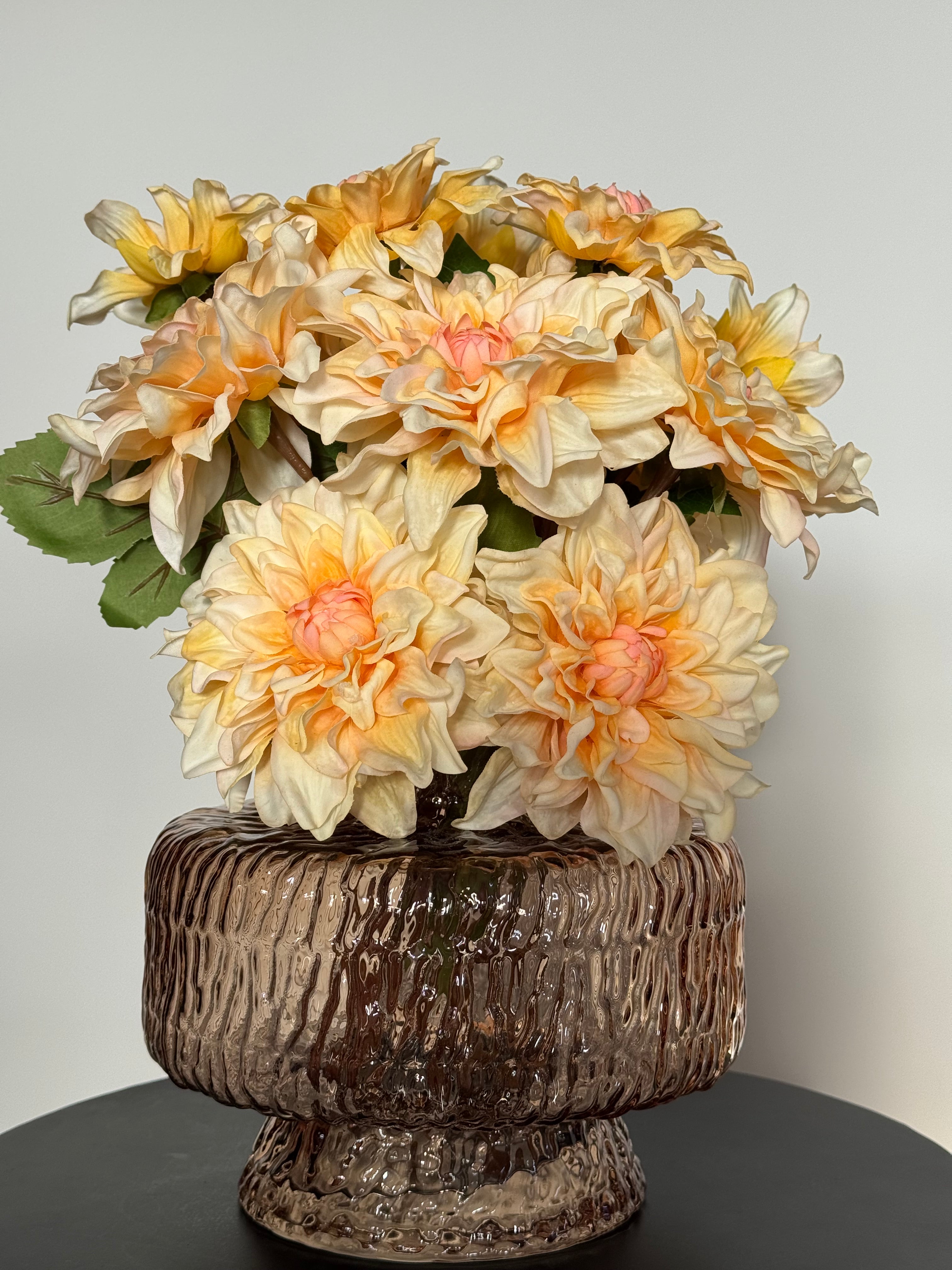 Zijden boeket met vaas - dahlia’s - real touch