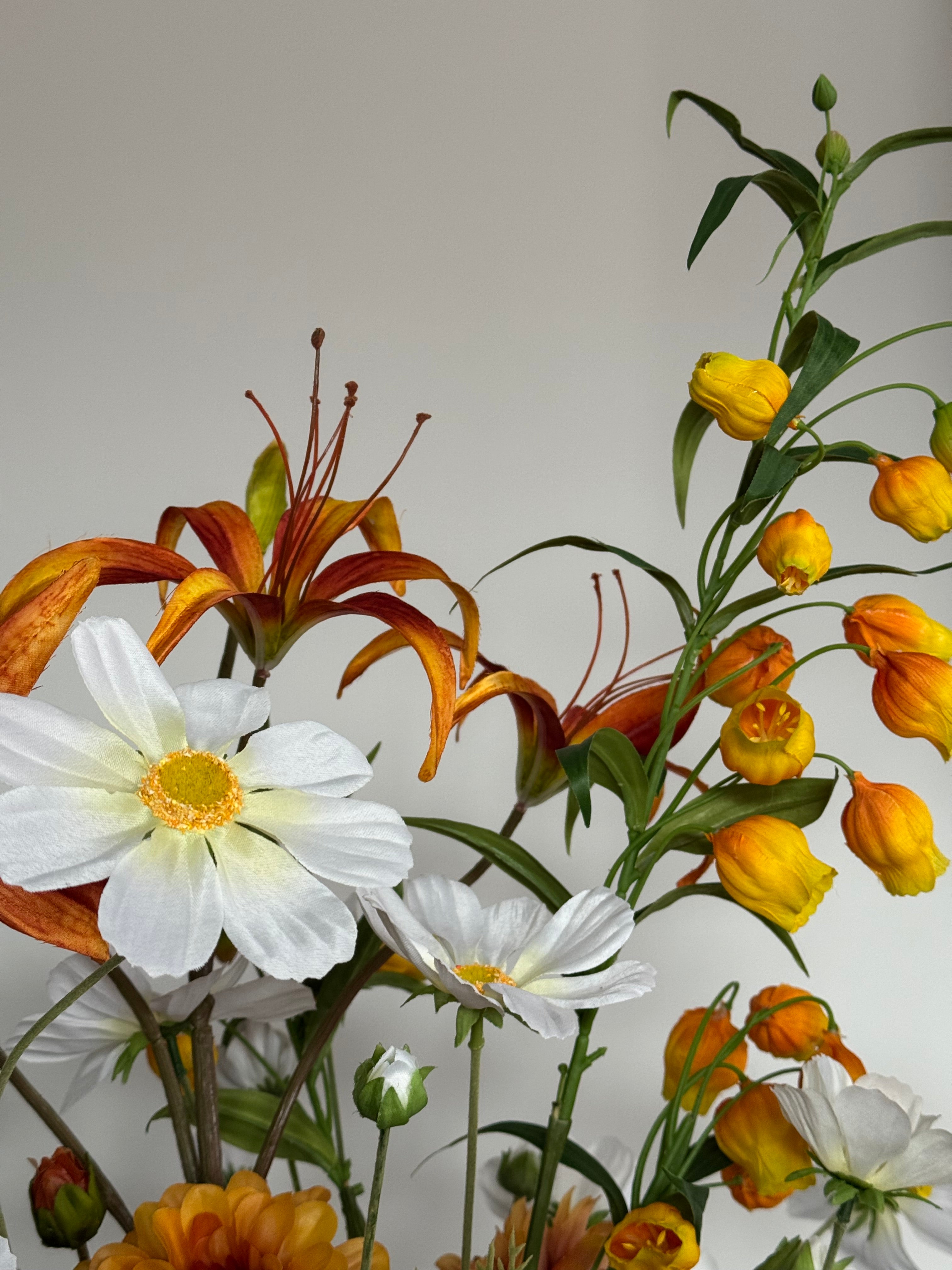 Zijden bloemen boeket, geel, zomer boeket op=op