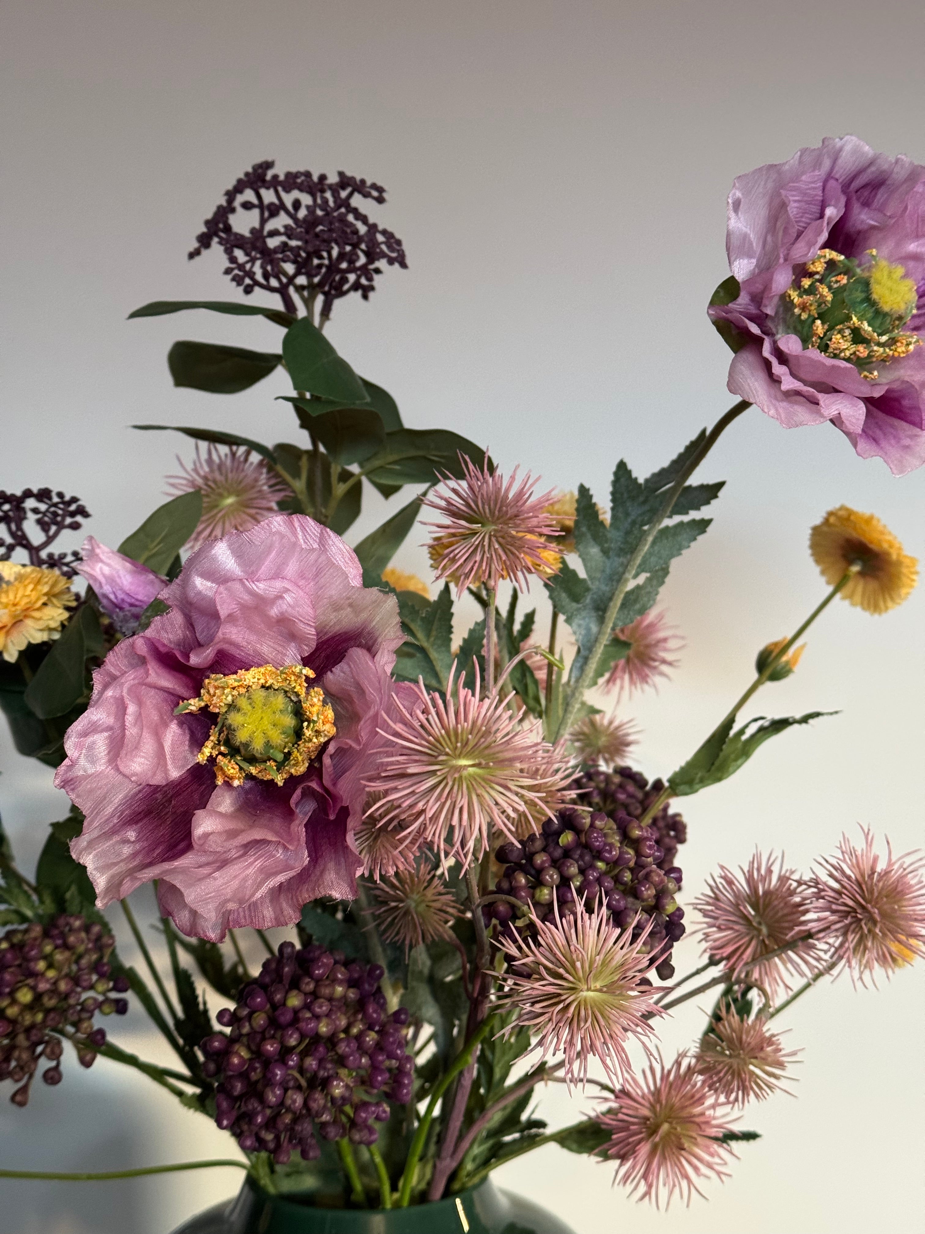 Zijden bloemen boeket, paars veldboeket, op=op