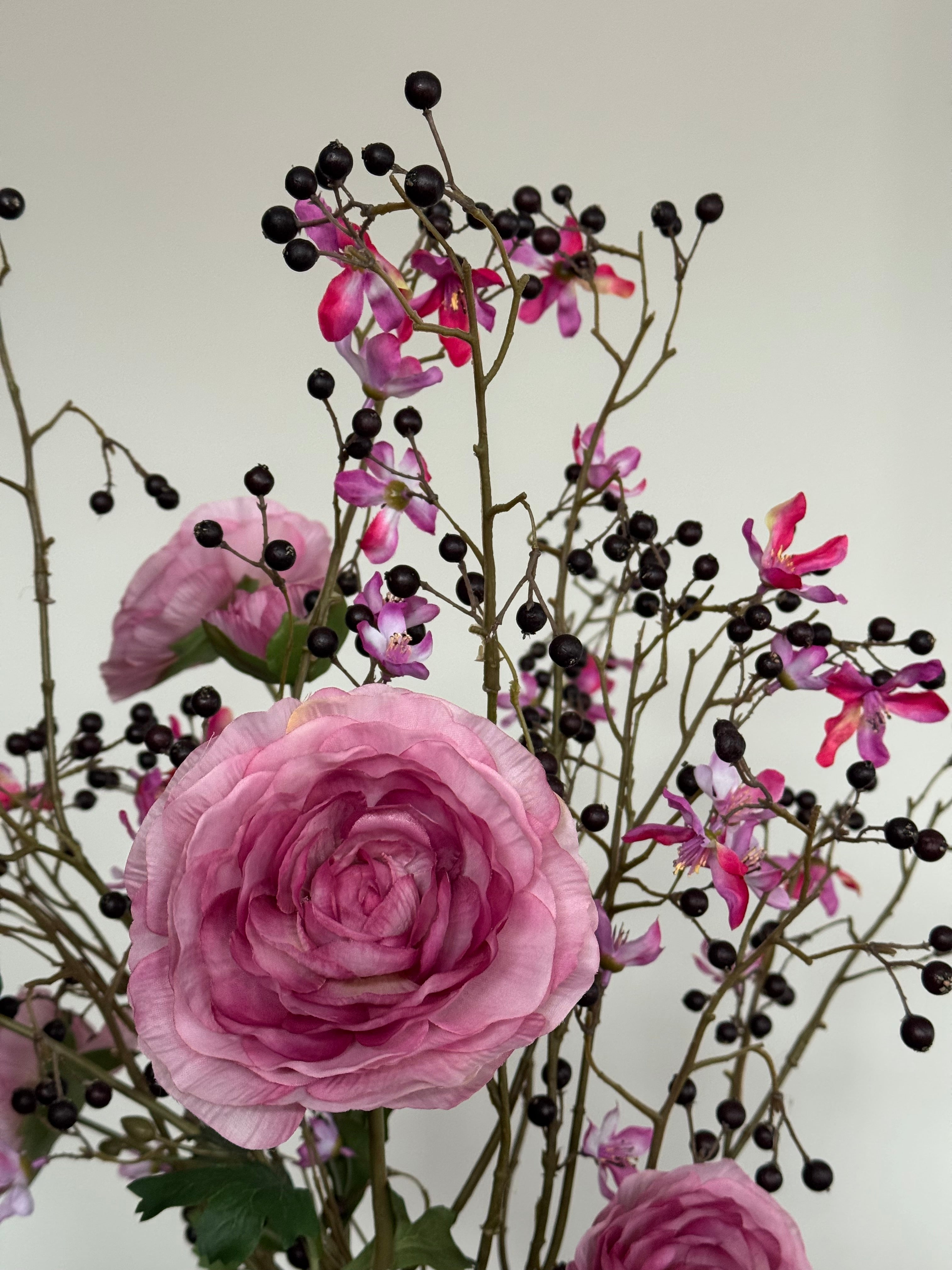 Zijden bloemen boeket, roze paars, hotel chique op=op