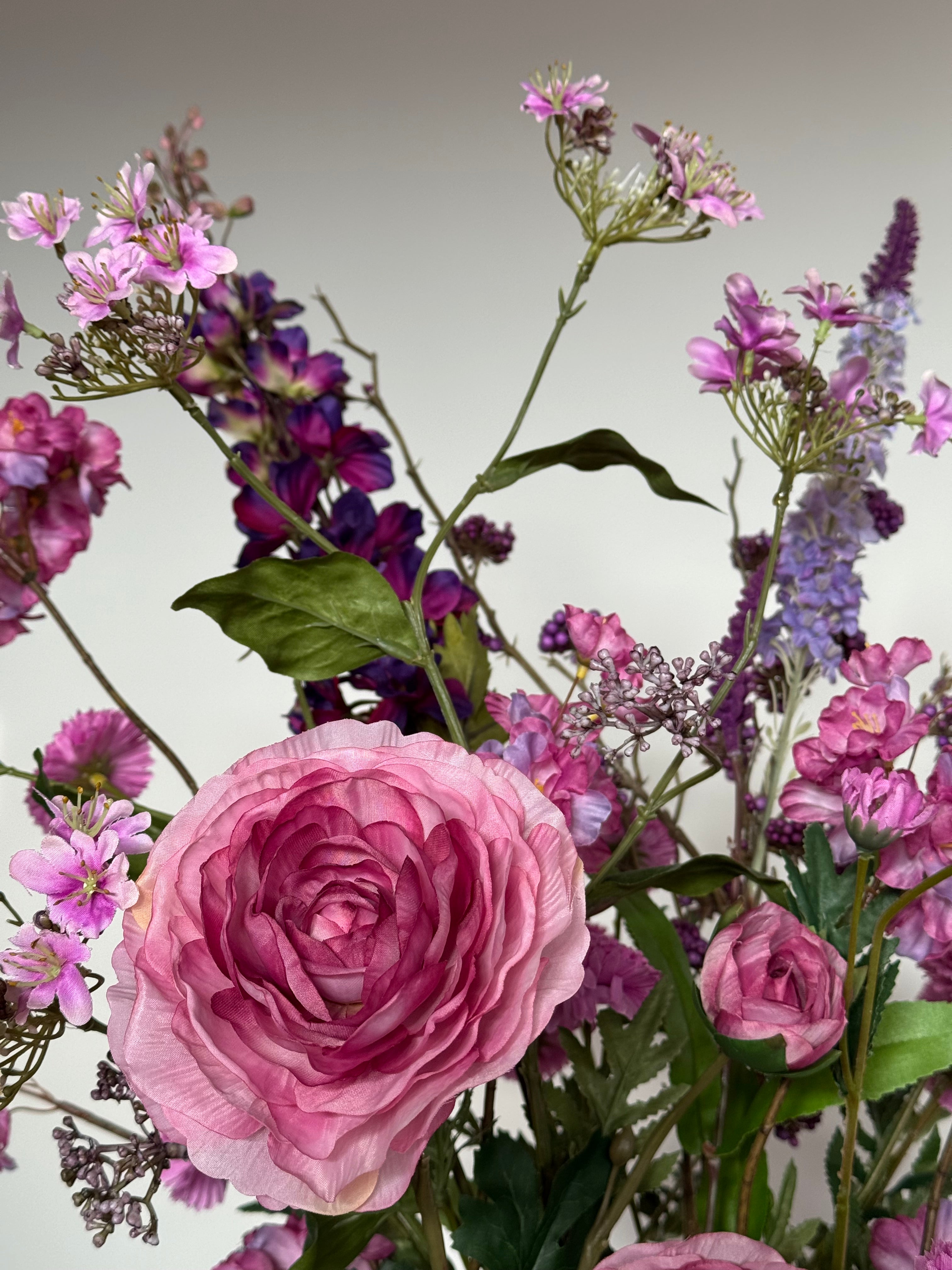 Zijden veldboeket Marloes met vaas