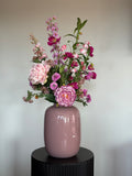 Zijden bloemen boeket, roze tinten, hotel chique