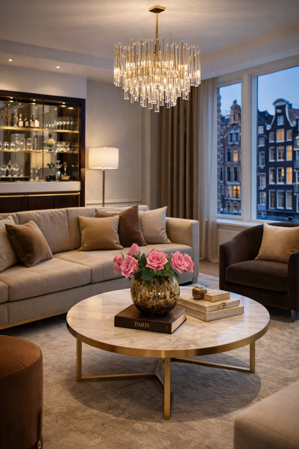 Zijden rozen boeket met cheetah vaas - real touch en handgemaakte vaas