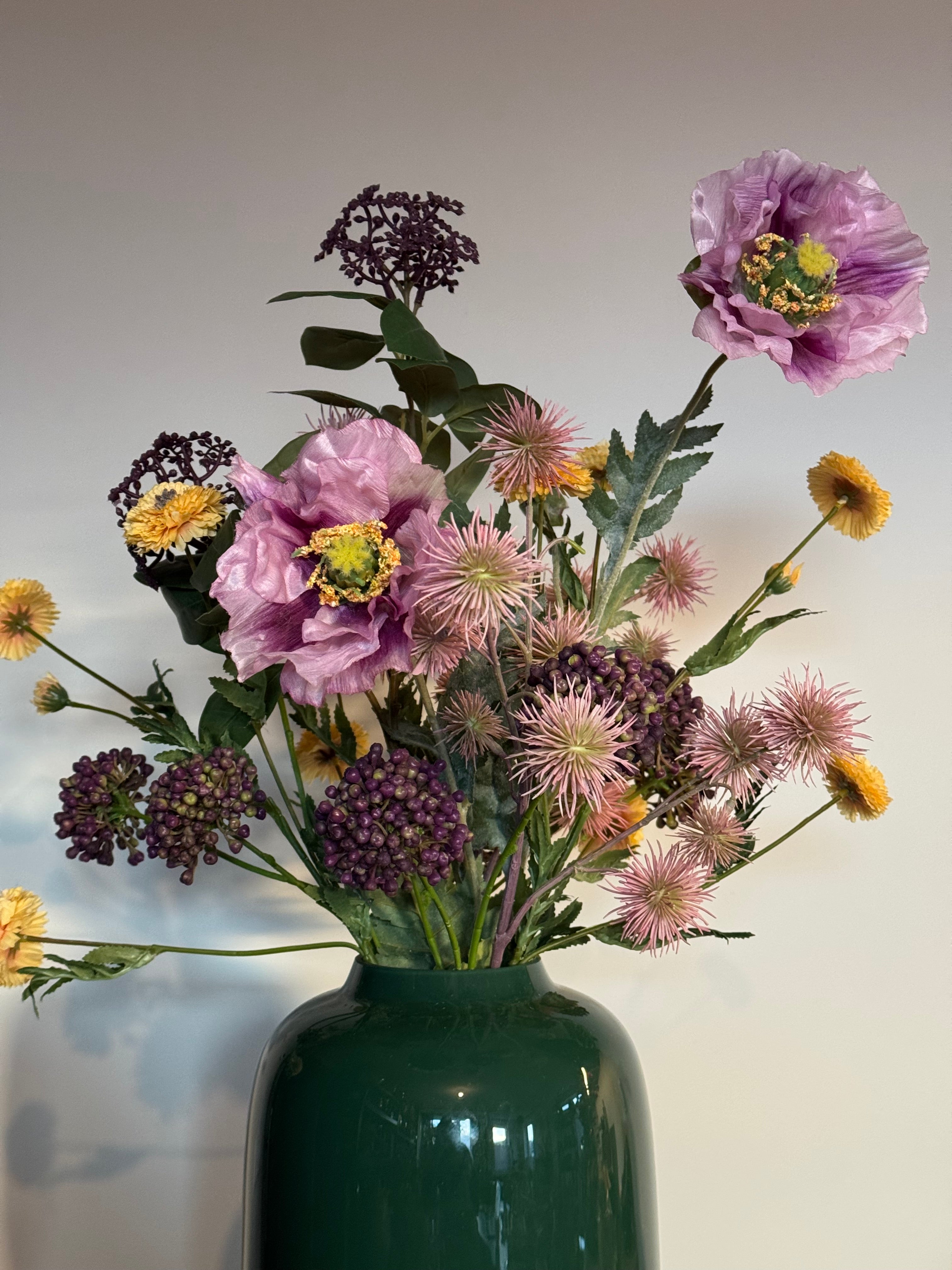 Zijden bloemen boeket, paars veldboeket, op=op