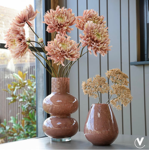 Alima bruine roze vaas voor grote takken  unieke vaas handgemaakt
