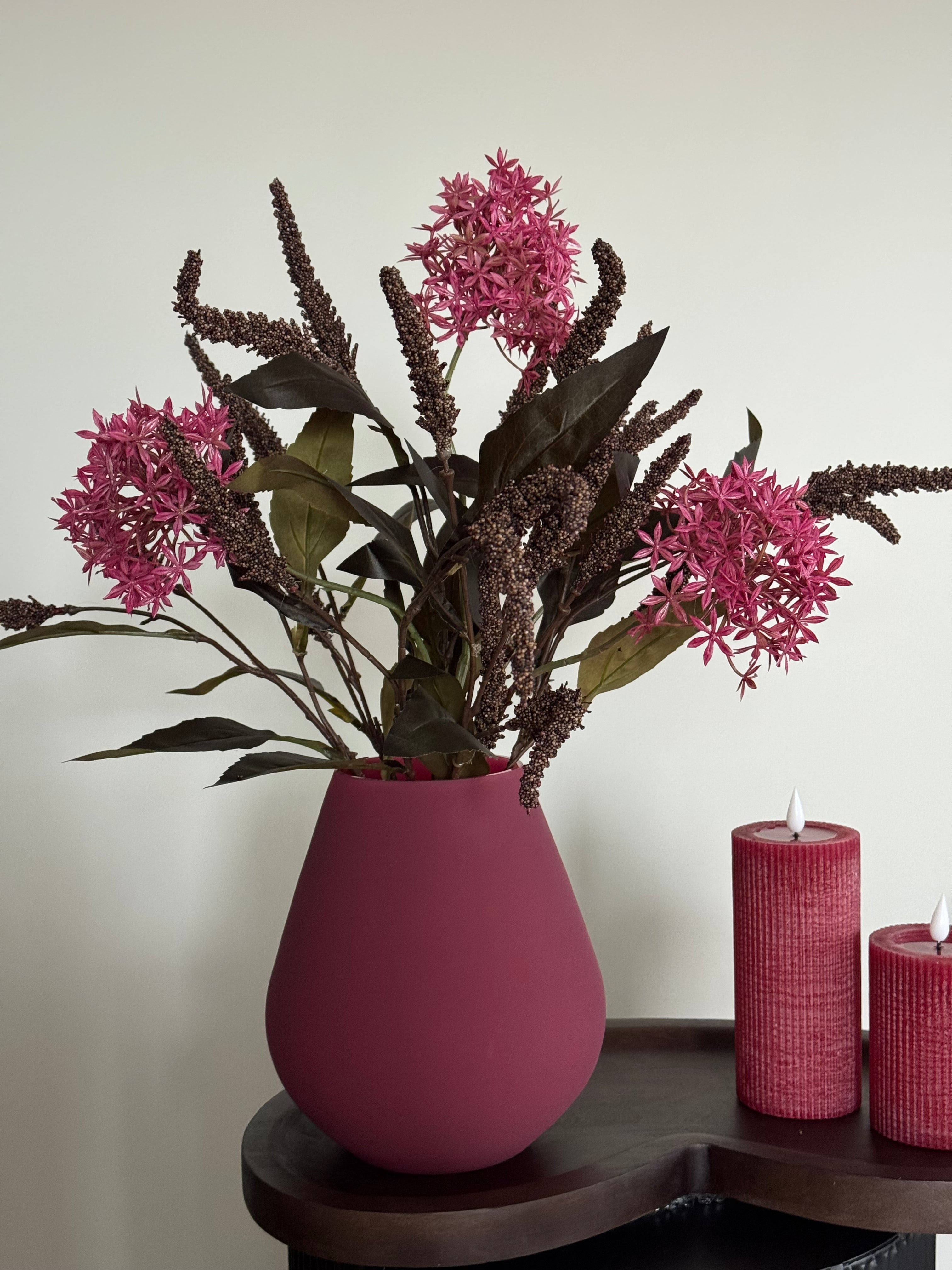 Burgundy tafel decoratie set kunstbloemen 2