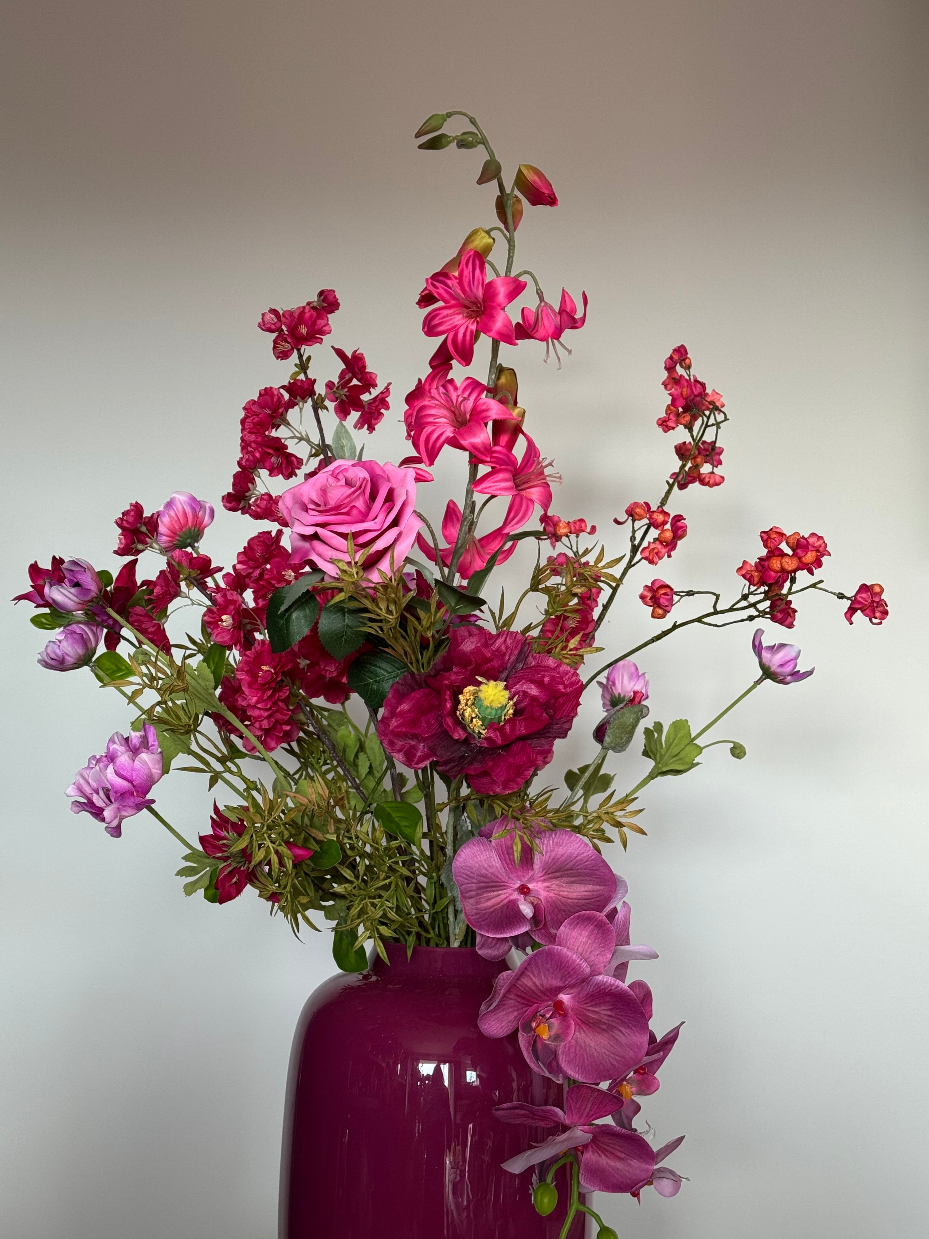 Zijden bloemen boeket, roze, hotel chique op=op