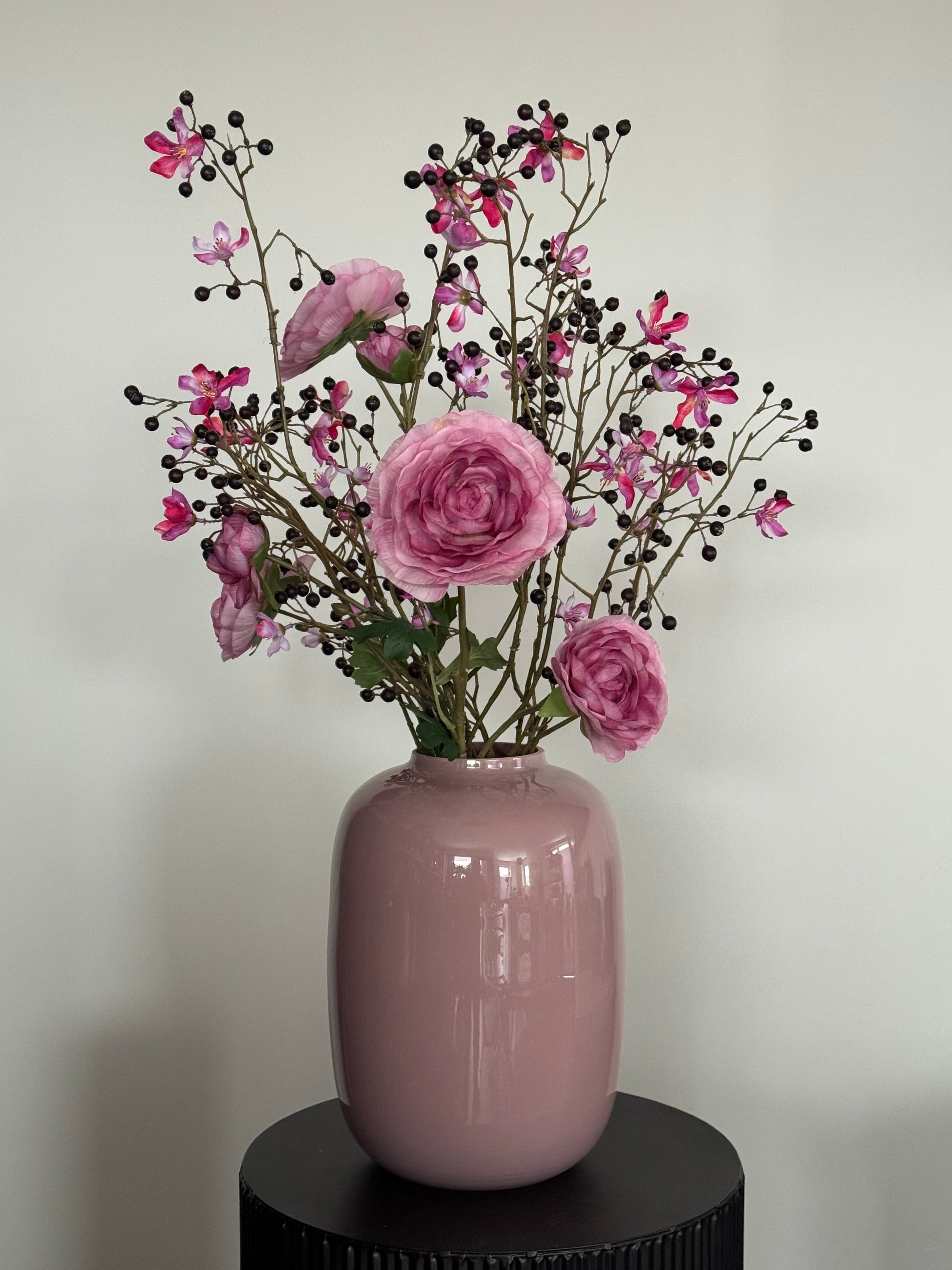 Zijden bloemen boeket, roze paars, hotel chique op=op