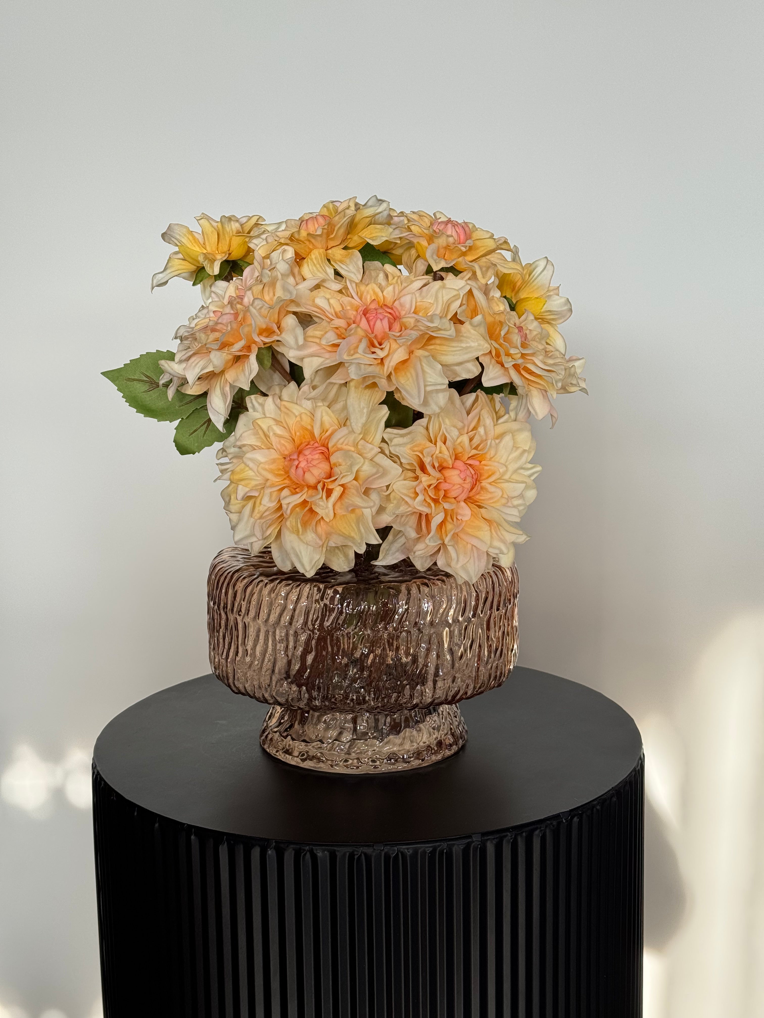 Zijden boeket met vaas - dahlia’s - real touch