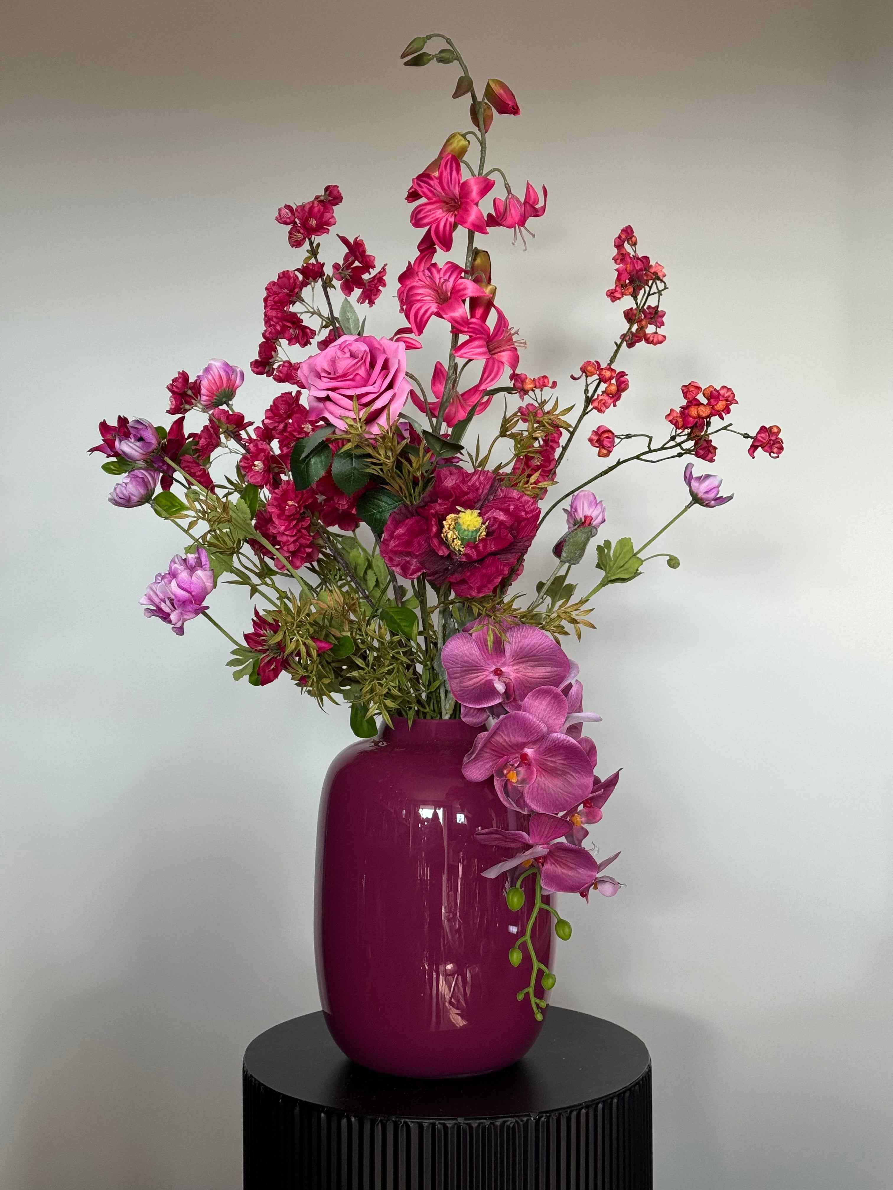 Zijden bloemen boeket, roze, hotel chique op=op