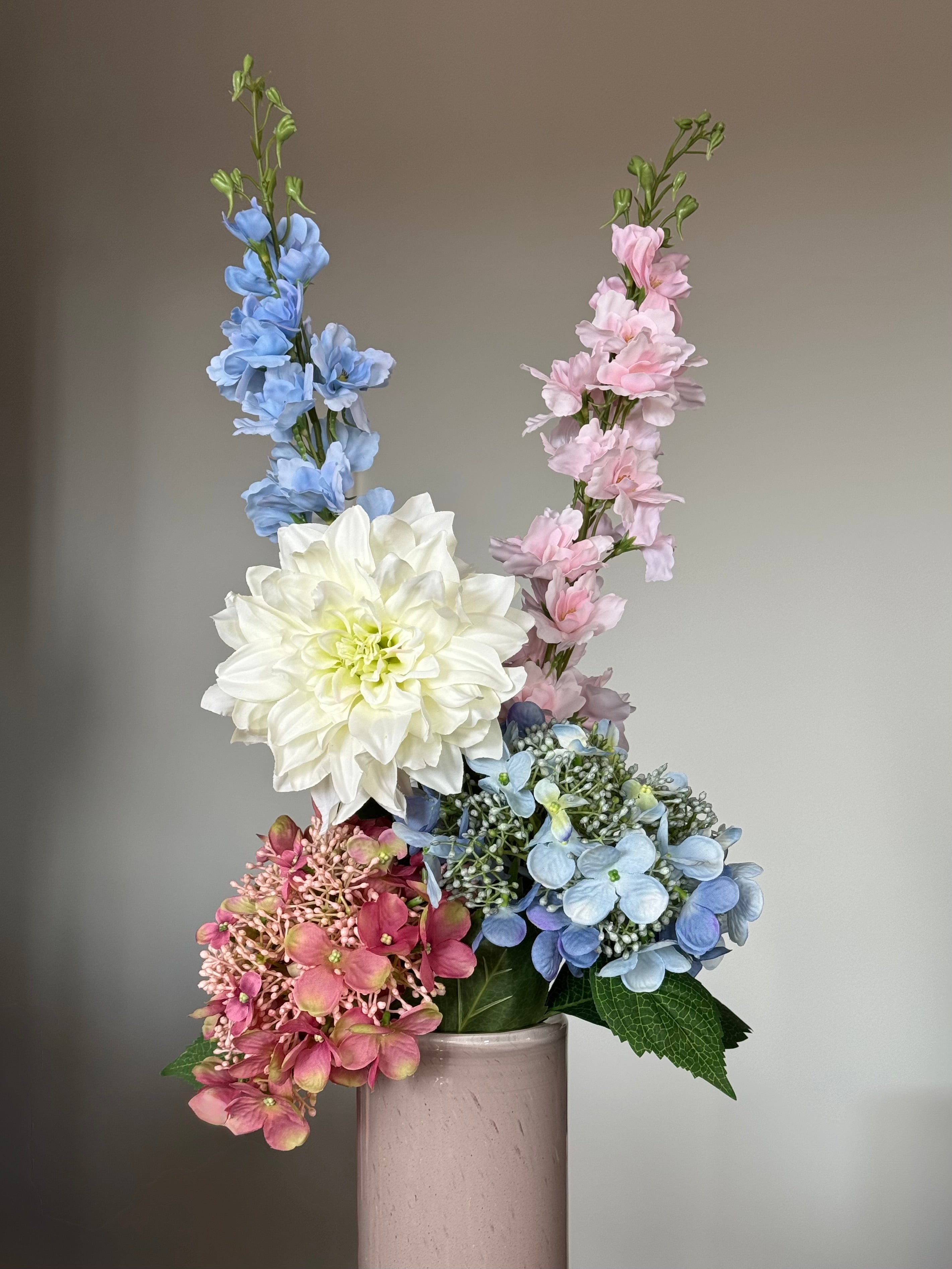 Gender reveal zijden boeket + vaas