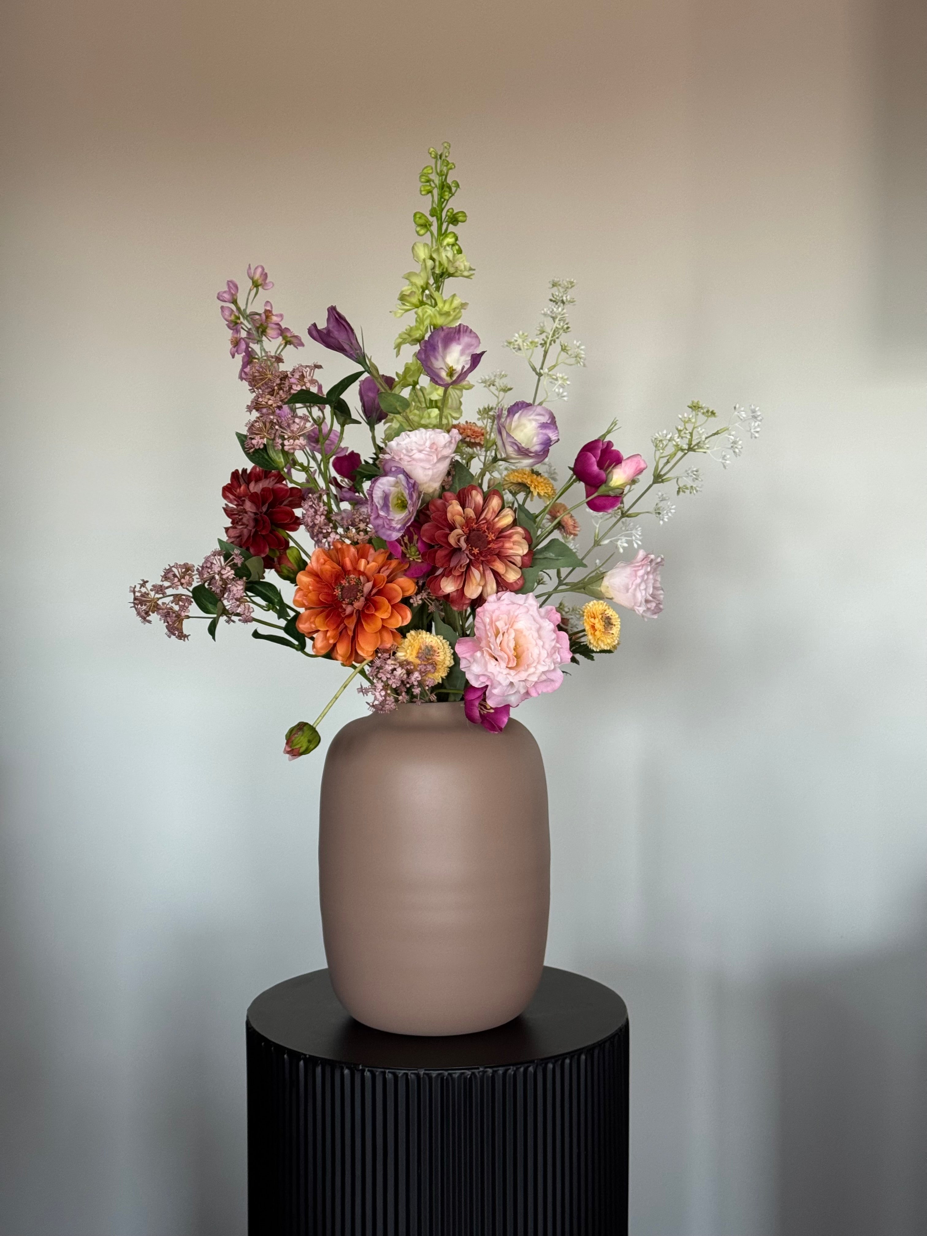 Zijden veldboeket, bonte kleuren, real touch zinnia silk ka