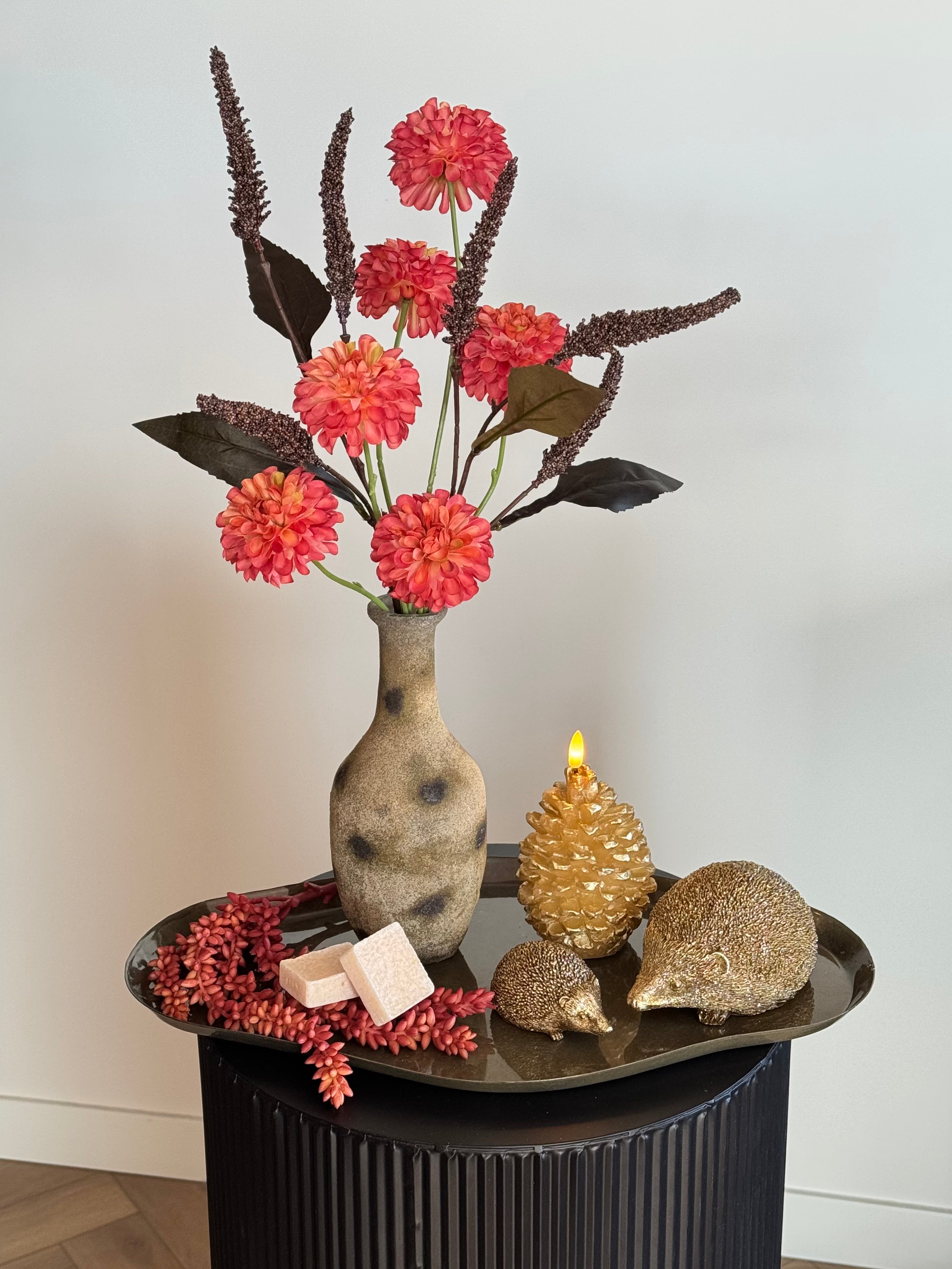 Herfst tafel setje goud en groen en rood