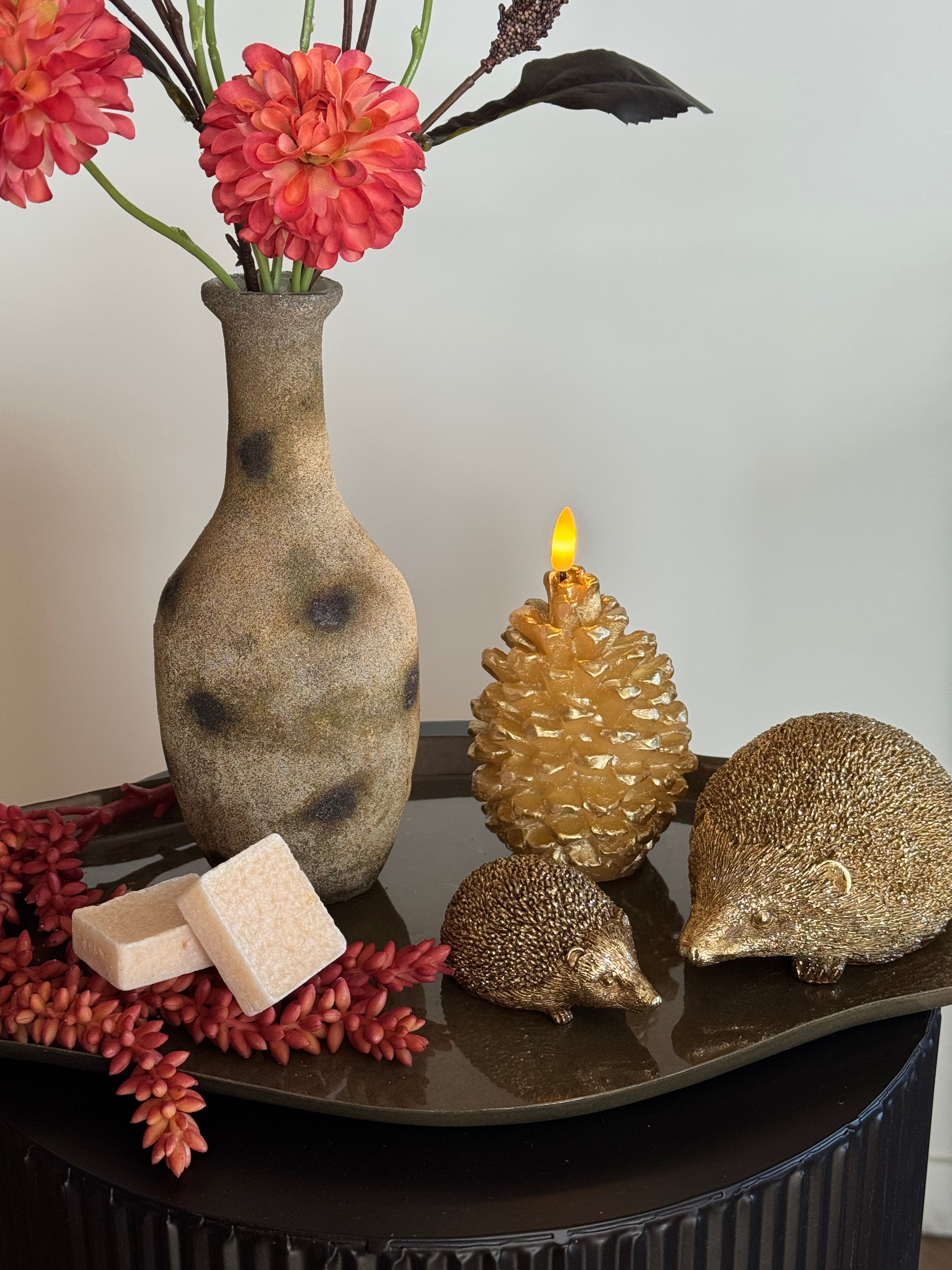 Herfst tafel setje goud en groen en rood goud