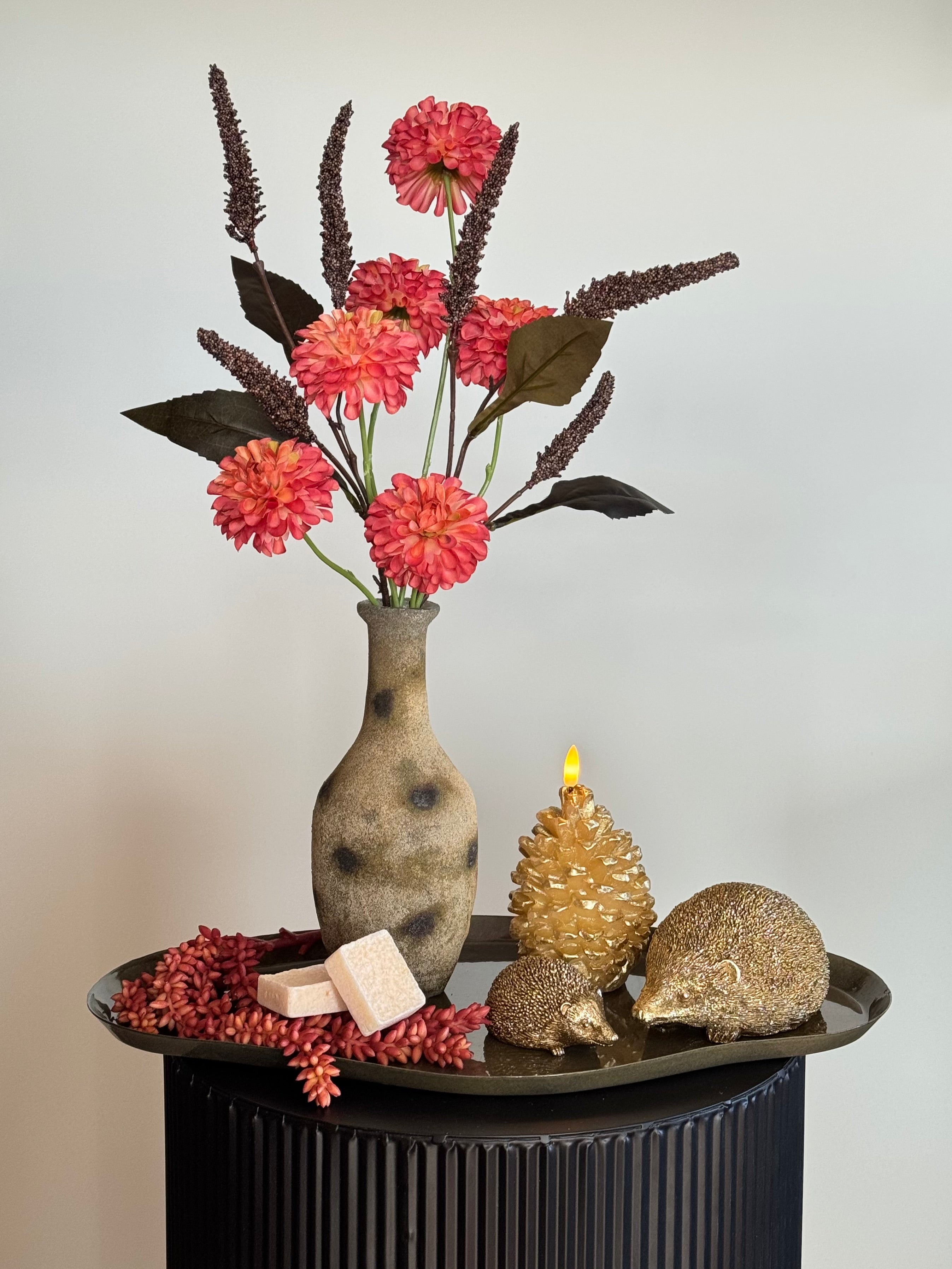 Herfst tafel setje goud en groen en rood goud 2