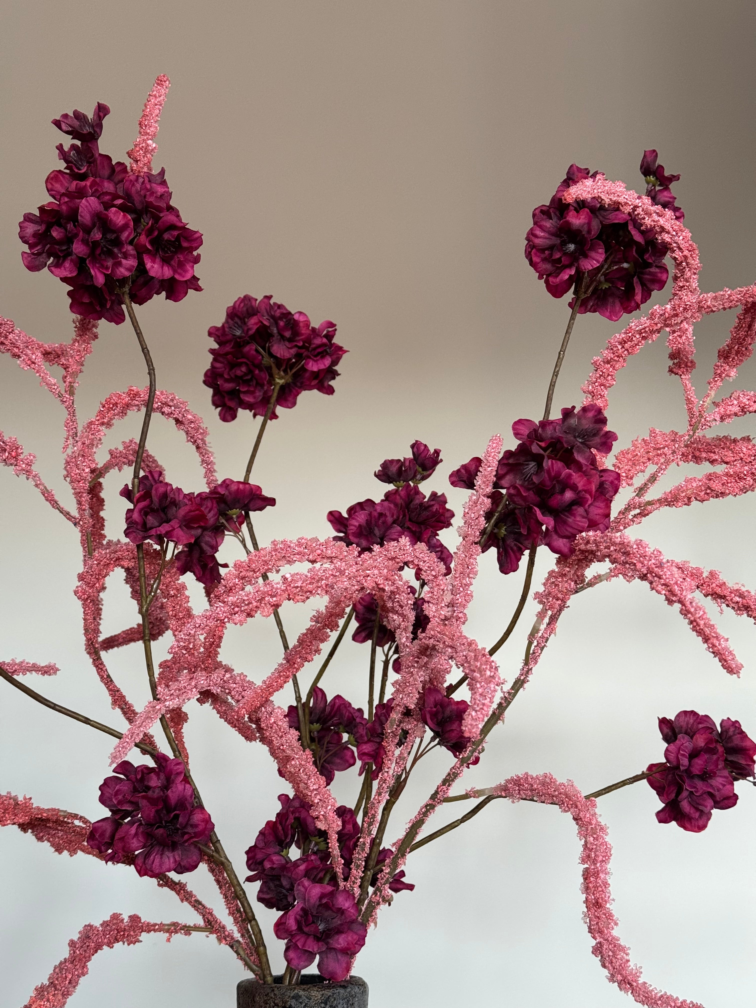 Roze en Burgundy kunstboeket