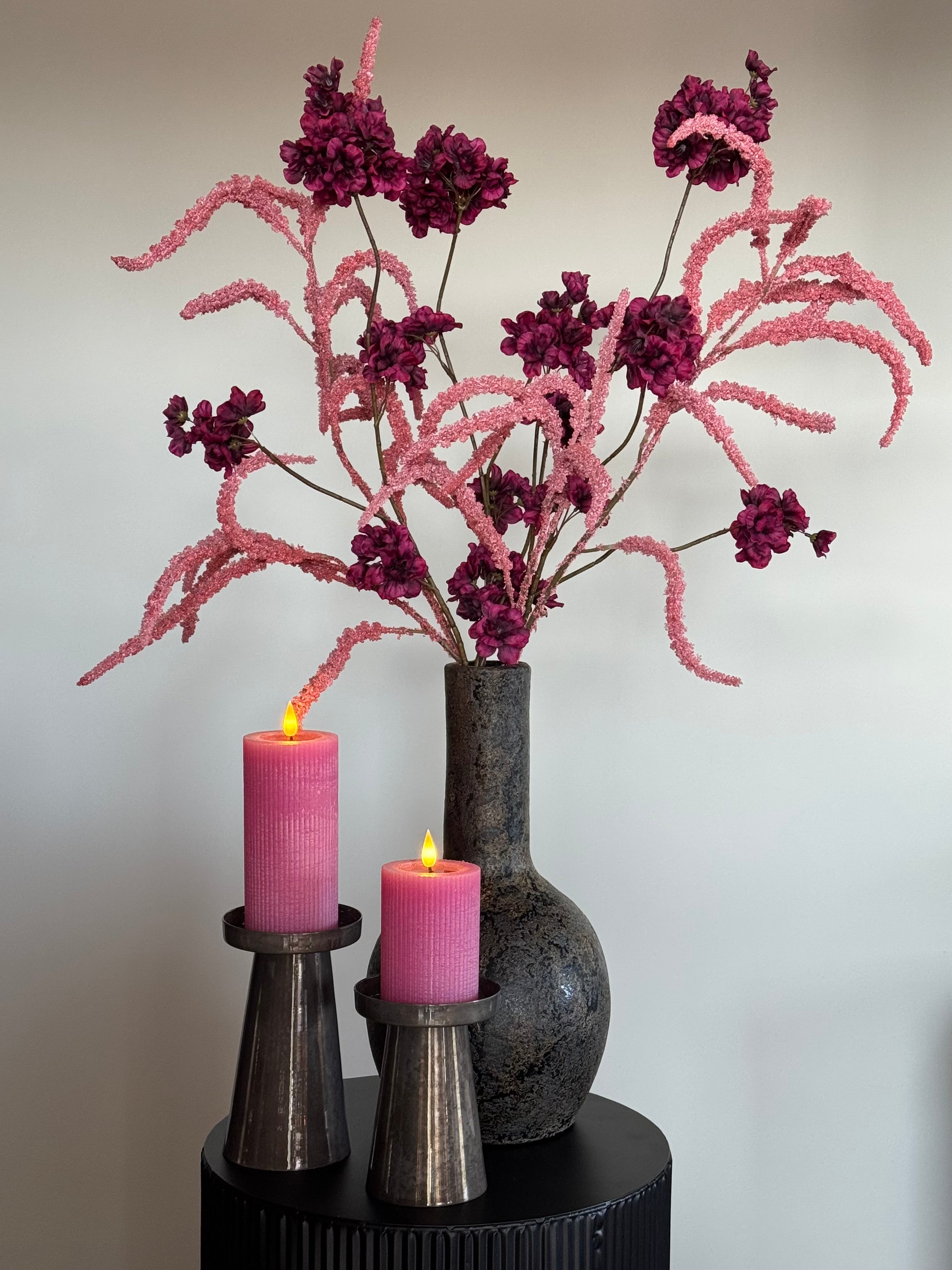 Roze en Burgundy kunstboeket complete set