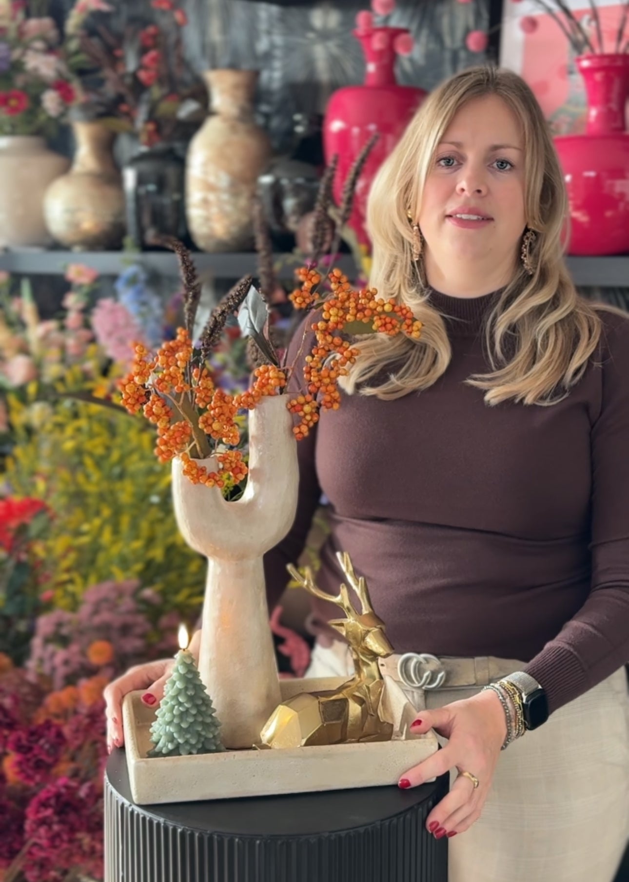 Tafeldecoratie set herfst met gouden hert