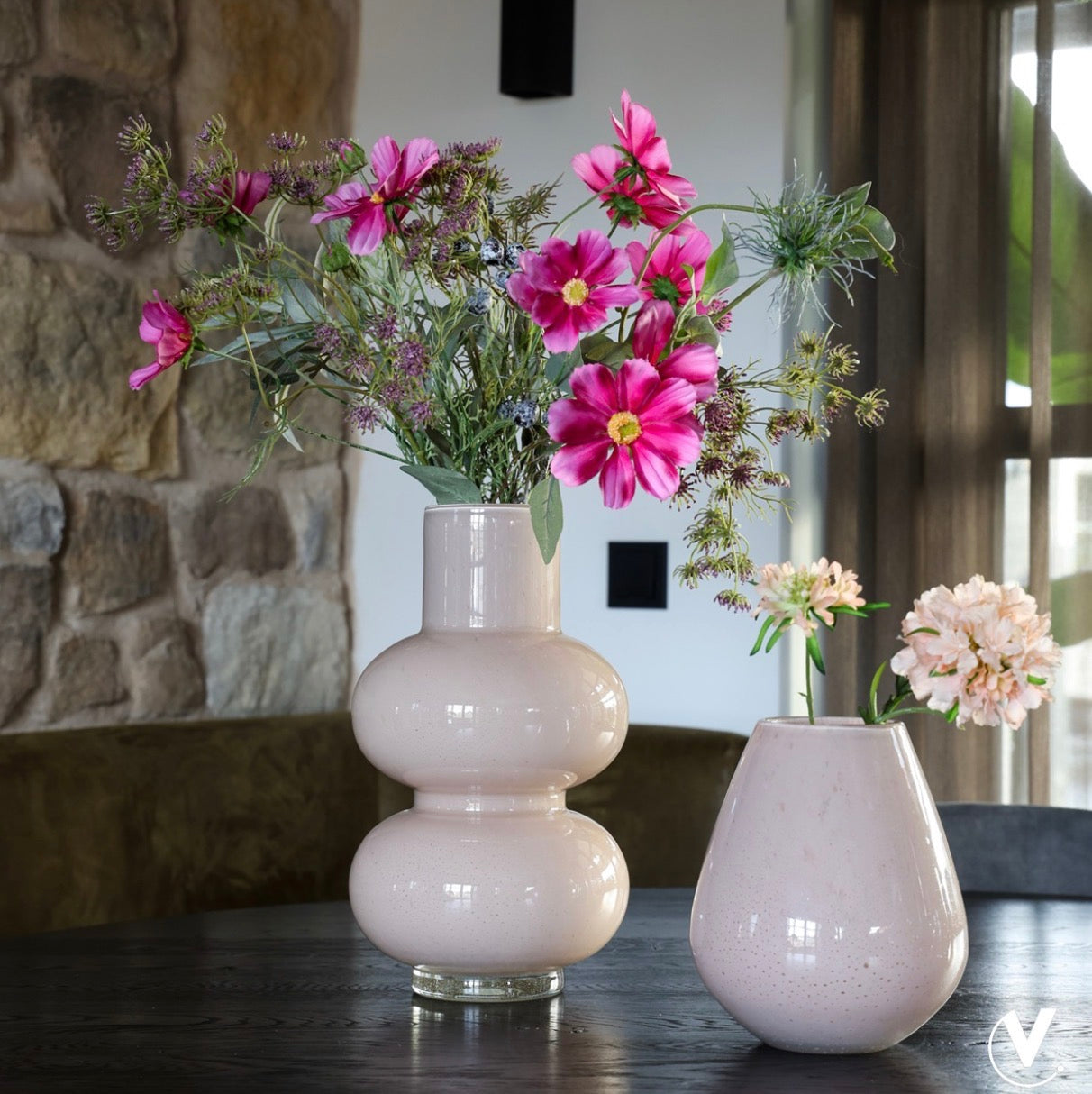 Vaas voor zijden boeket groot in creme 