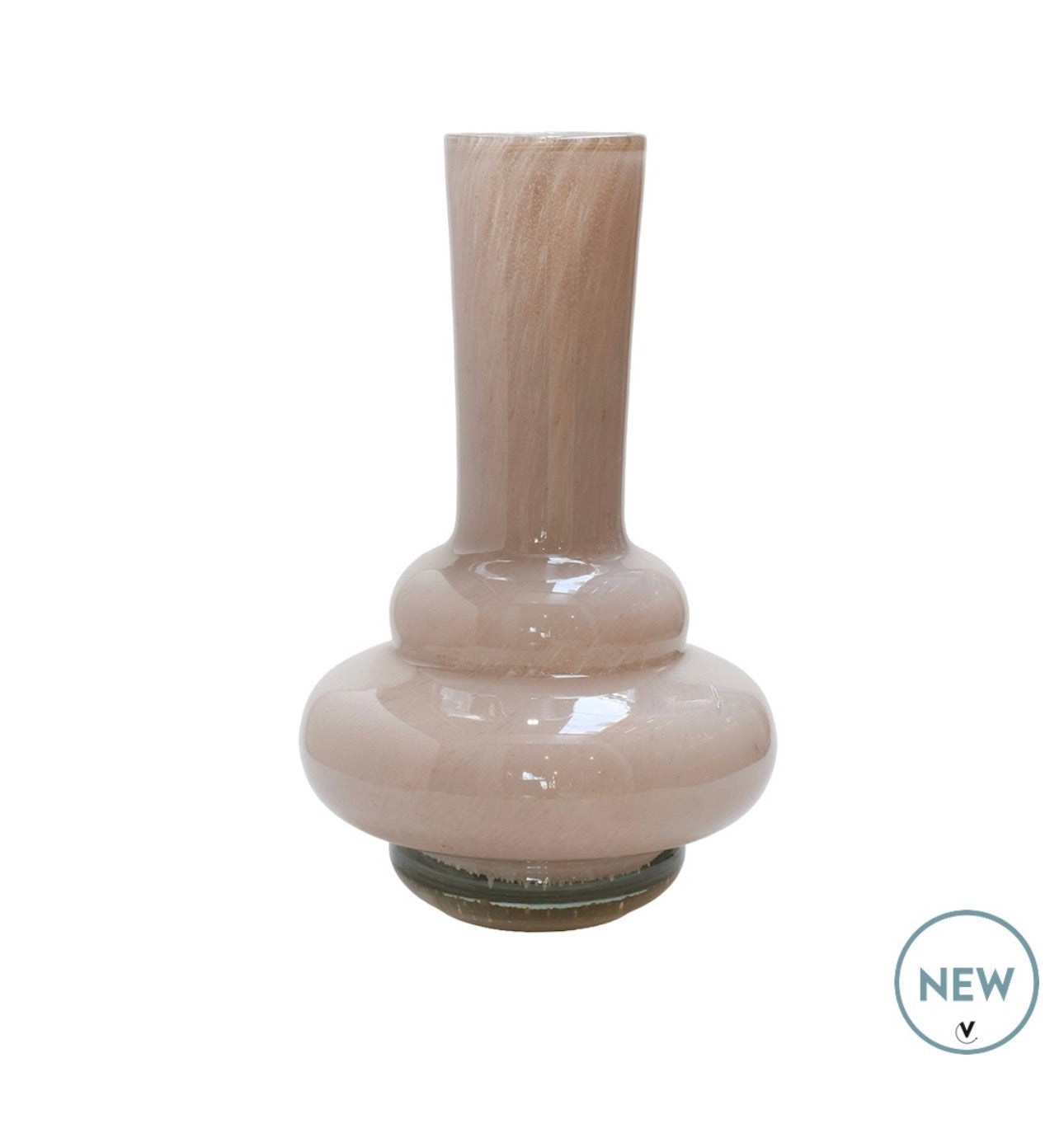 beige vaas voor kunstbloemen mondgeblazen 