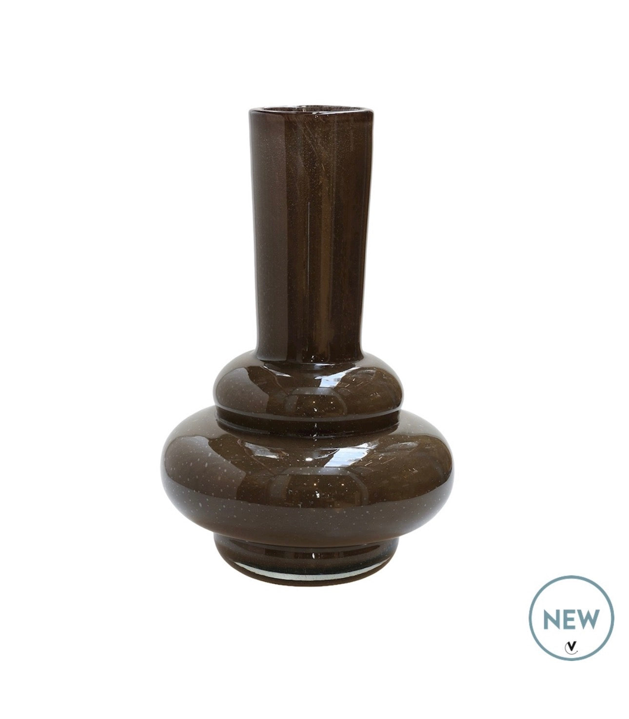 donker bruine vaas voor kunstbloemen mondgeblazen  bolombo