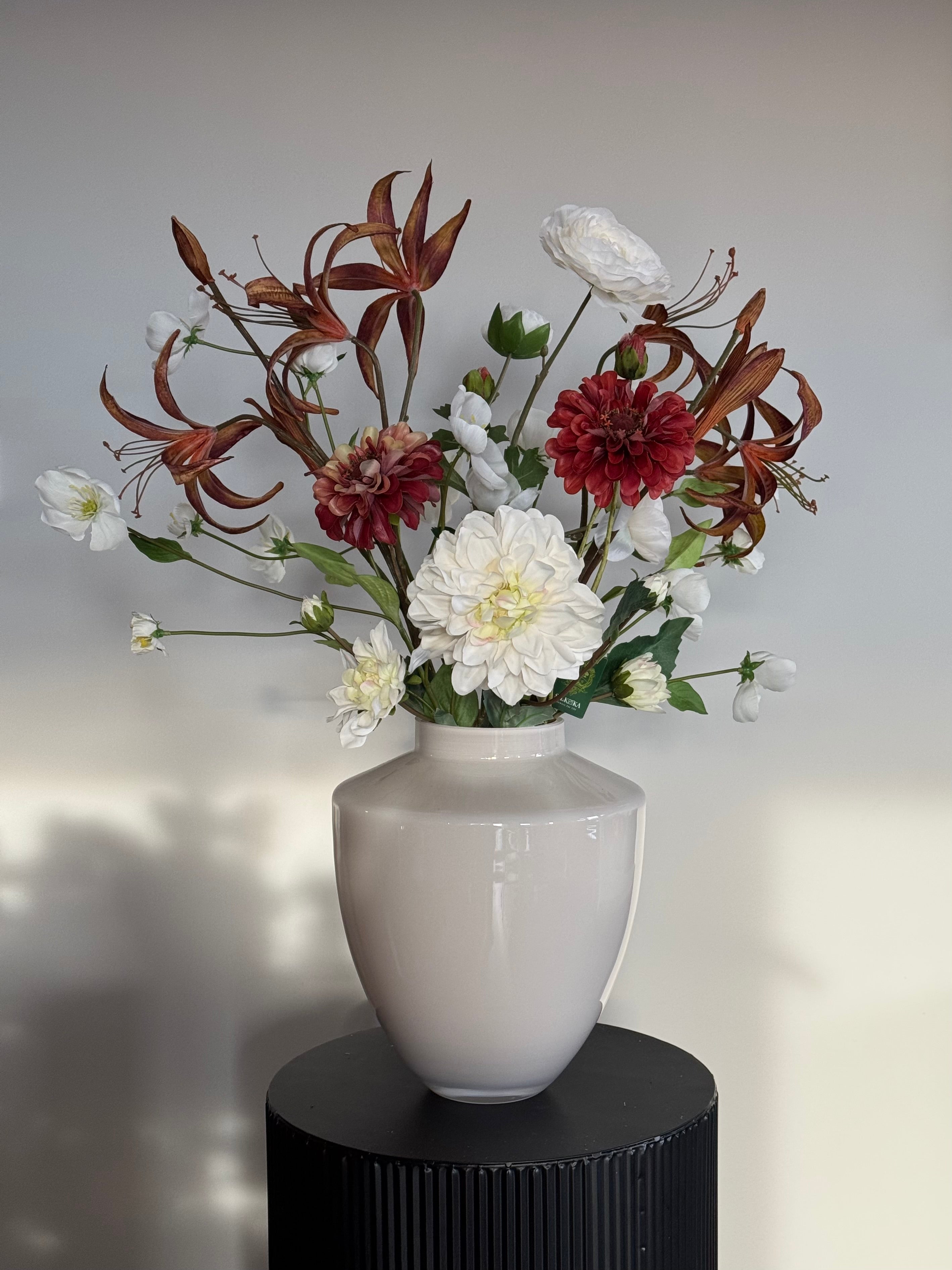 hotel chique wit creme bruin boeket zijden bloemen