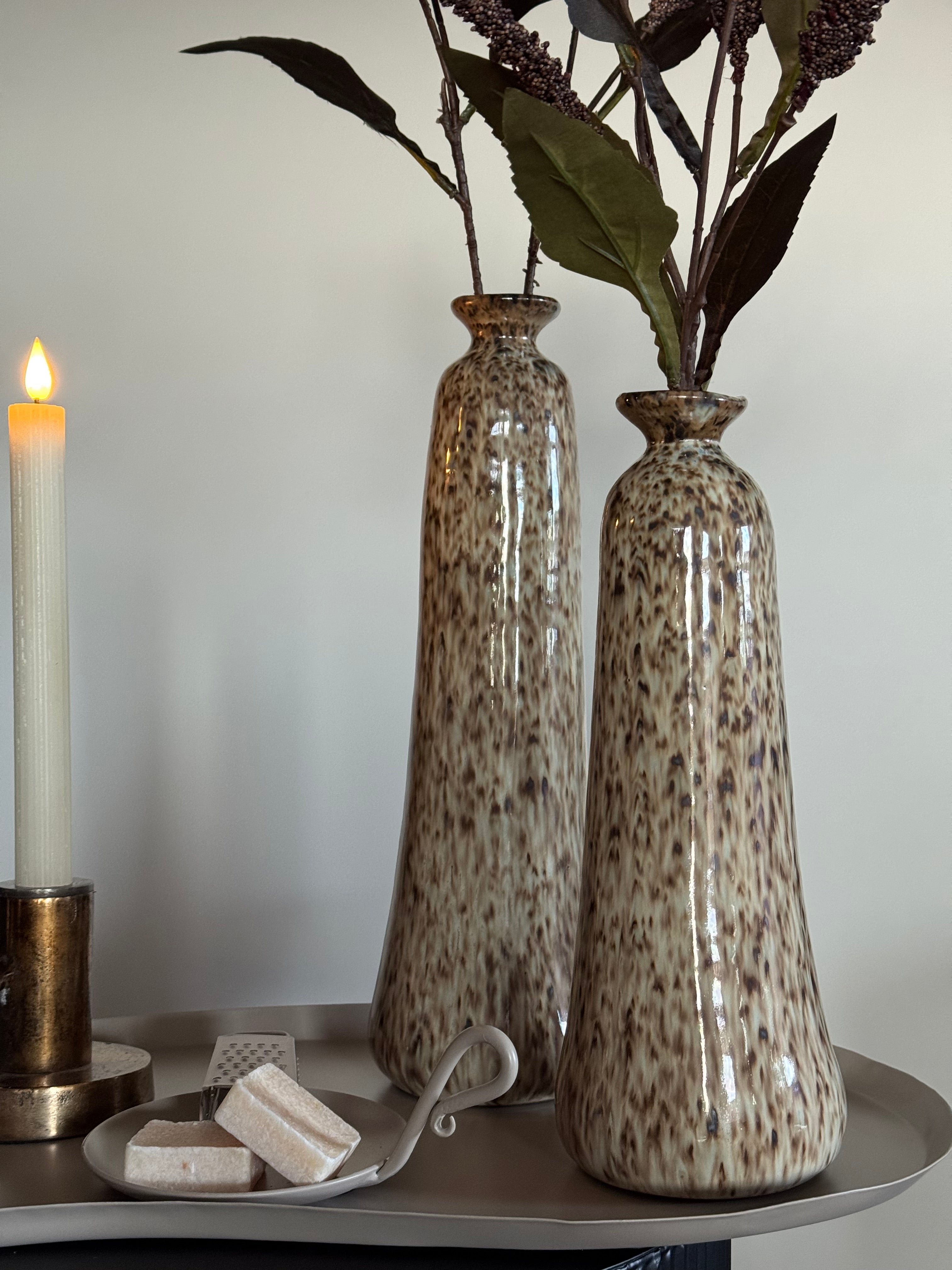 organisch dienblad naturel decoratie set vazen