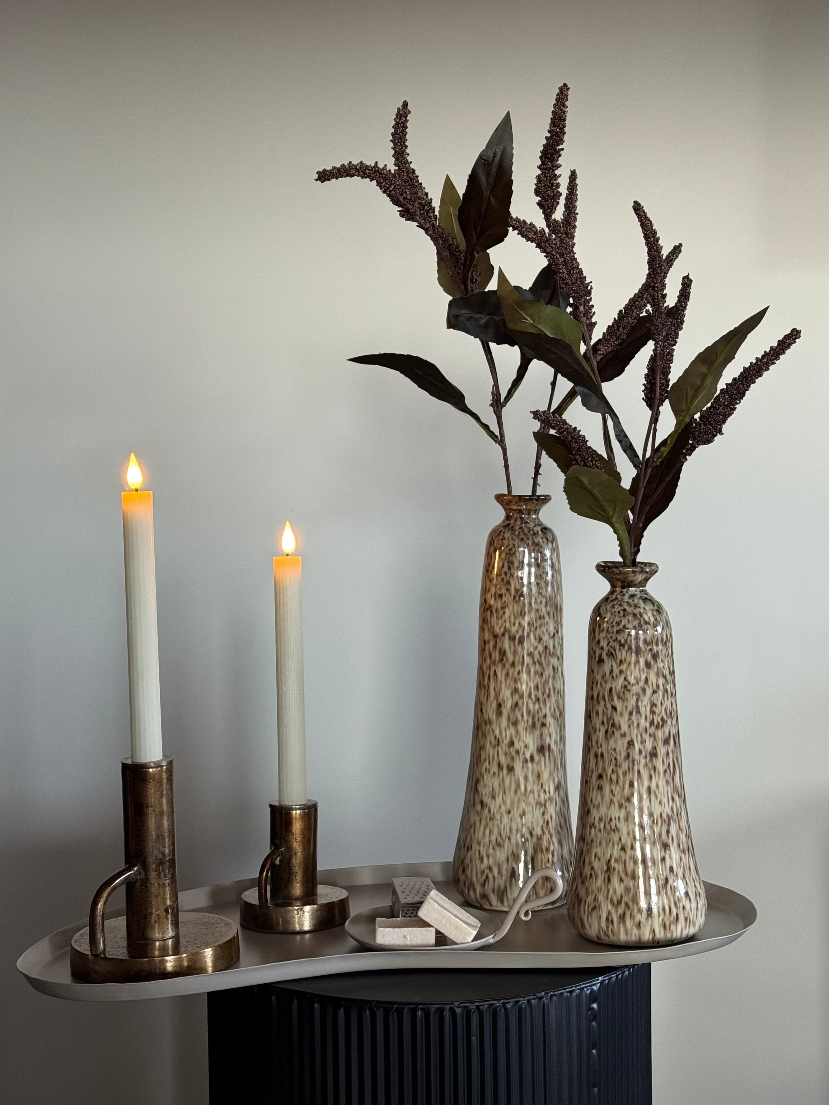 organisch dienblad naturel decoratie set met led kaarsen