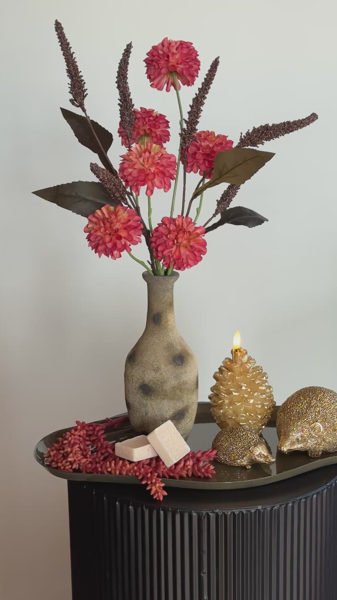 Winter decoratieset met gouden egels