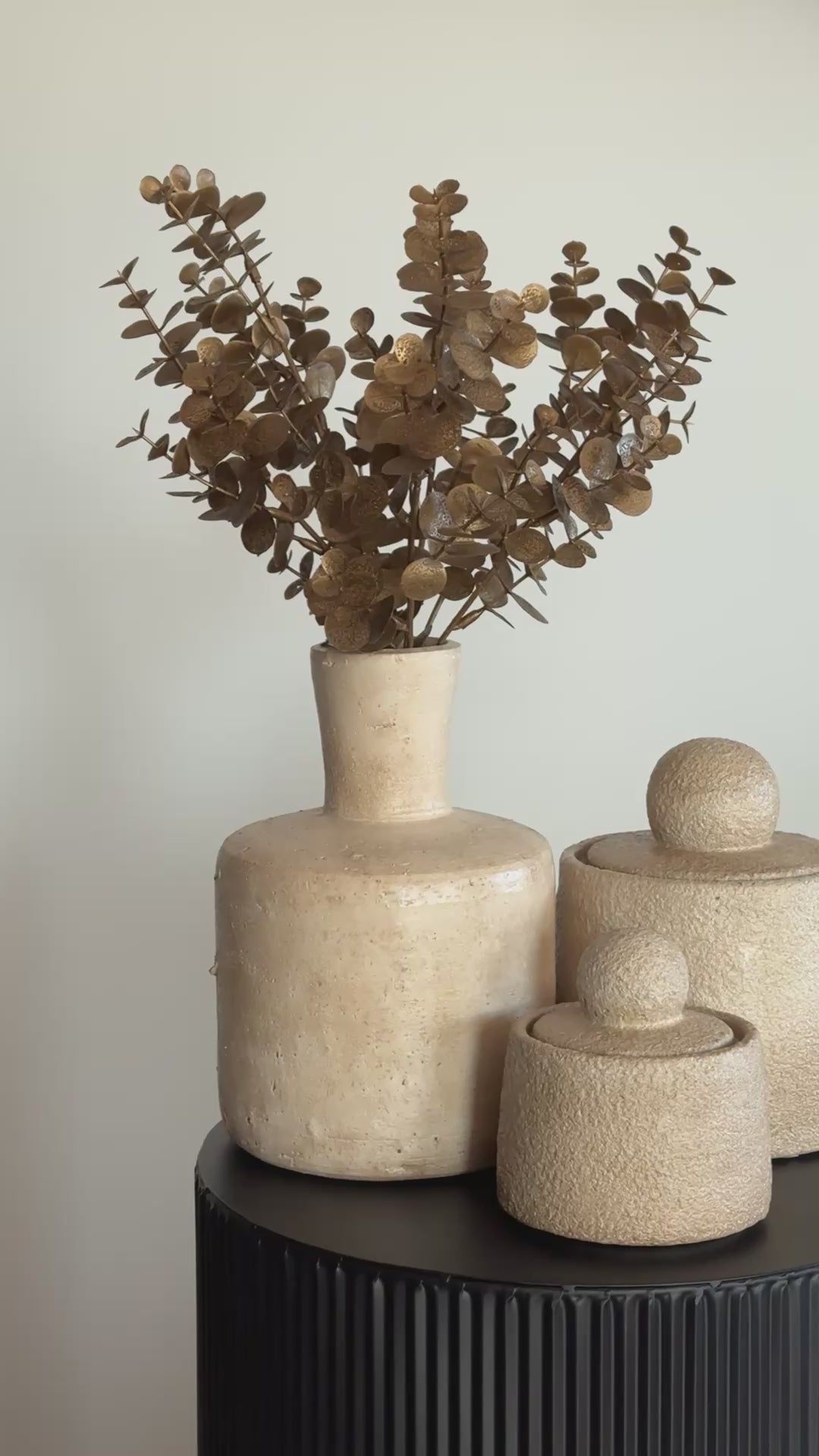 Japandi stijl decoratie set met bronze kunsttak