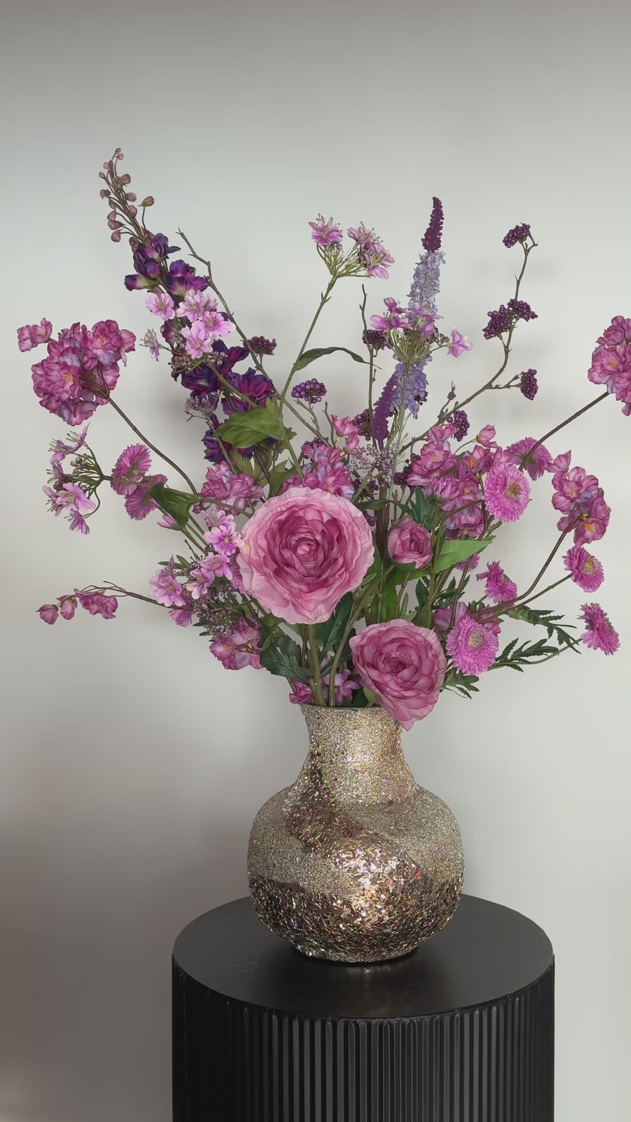 Zijden veldboeket Marloes met vaas