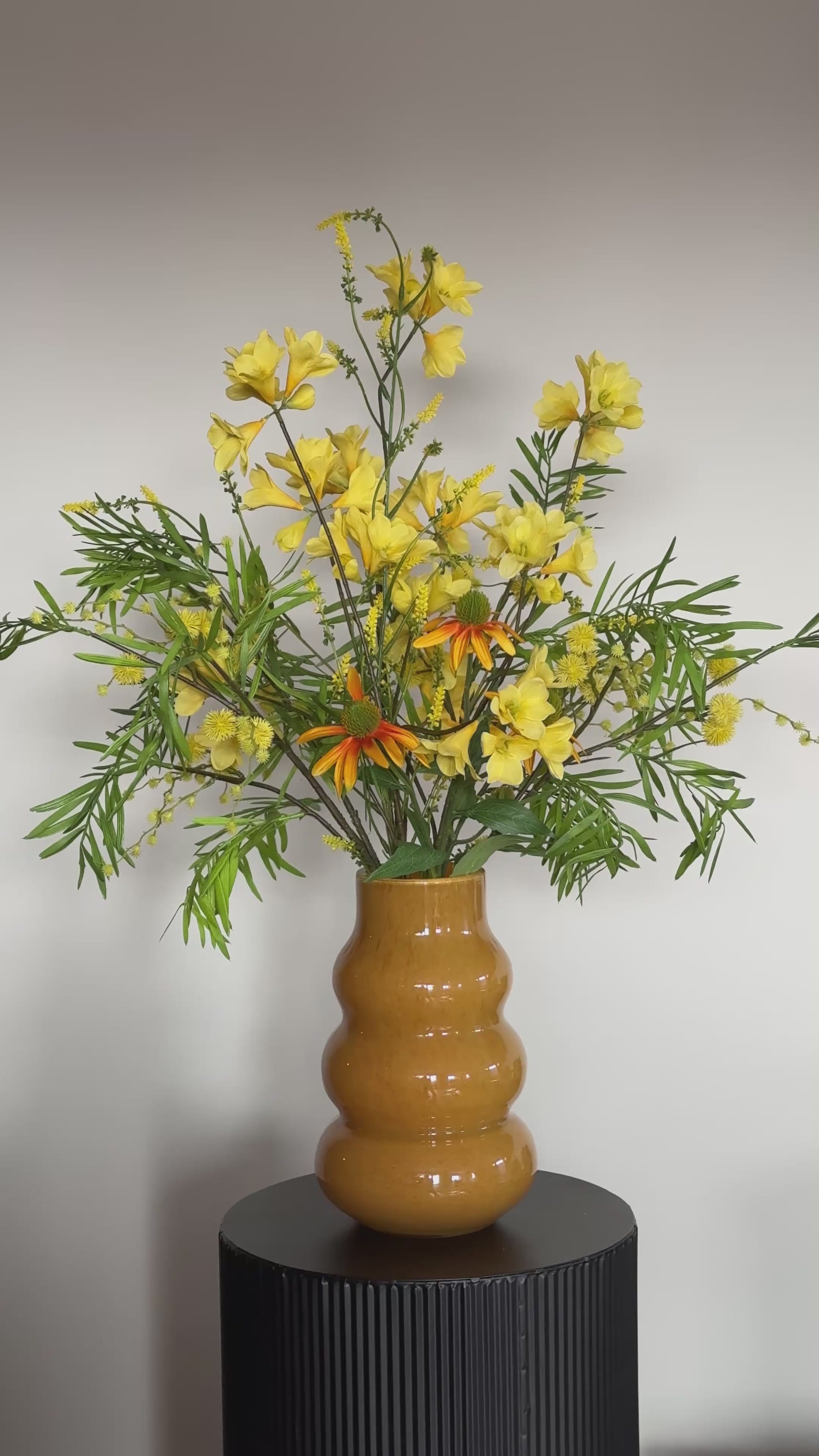Zijden bloemen boeket, geel veldboeket, op=op