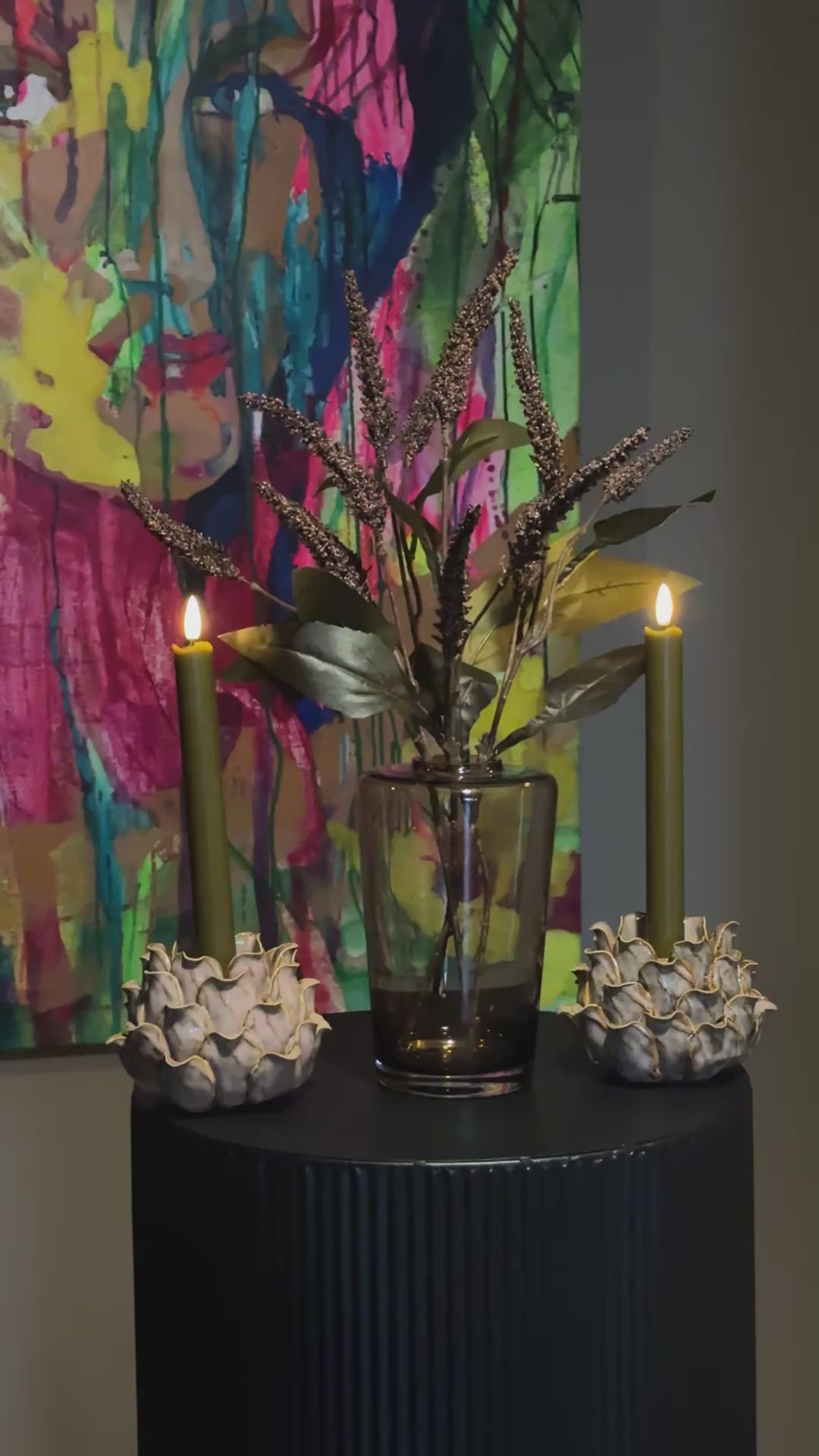 WC decoratie set bruin met led kaarsen