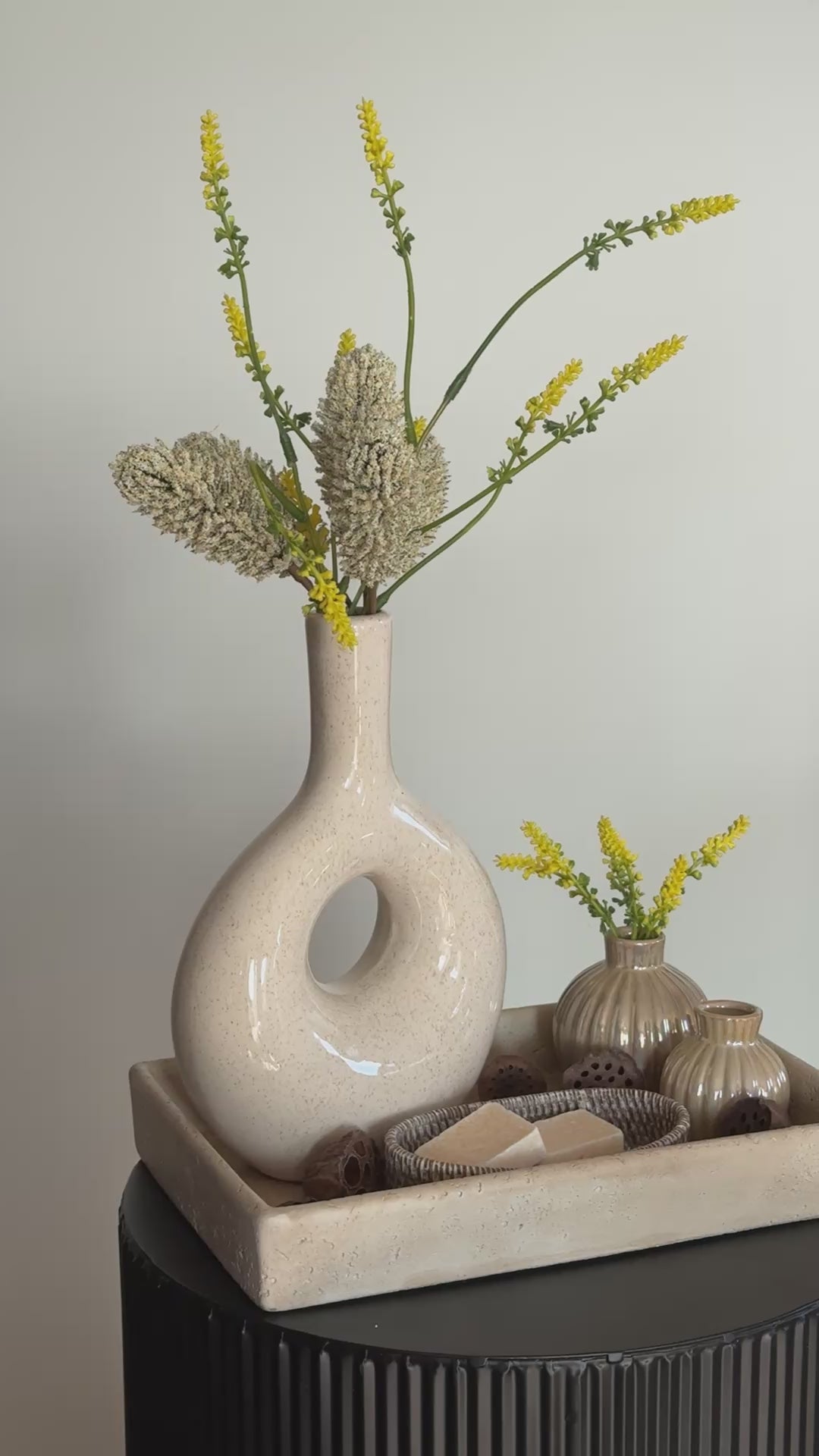 Beige decoratie set met kunsttakjes