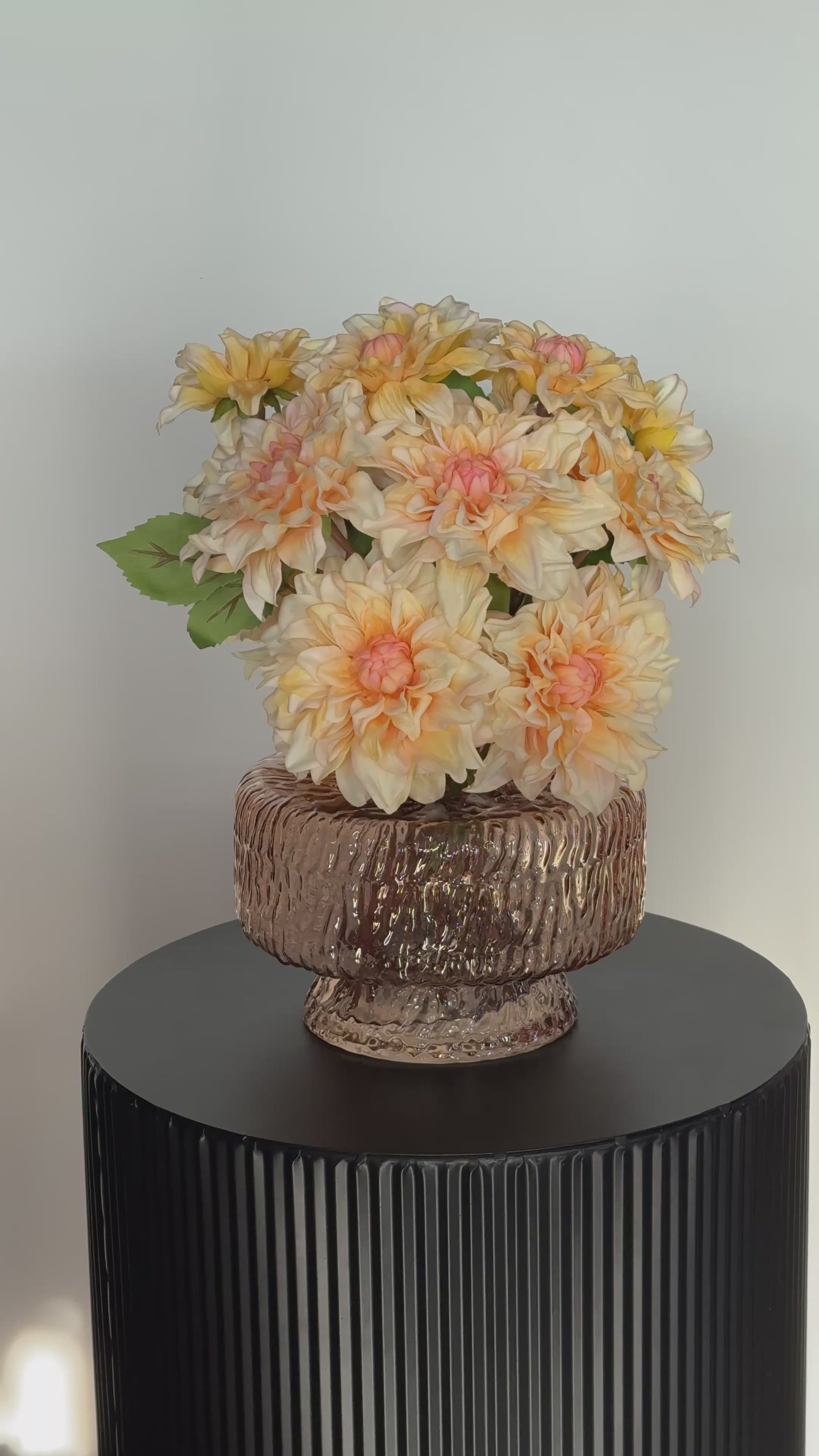 Zijden boeket met vaas - dahlia’s - real touch