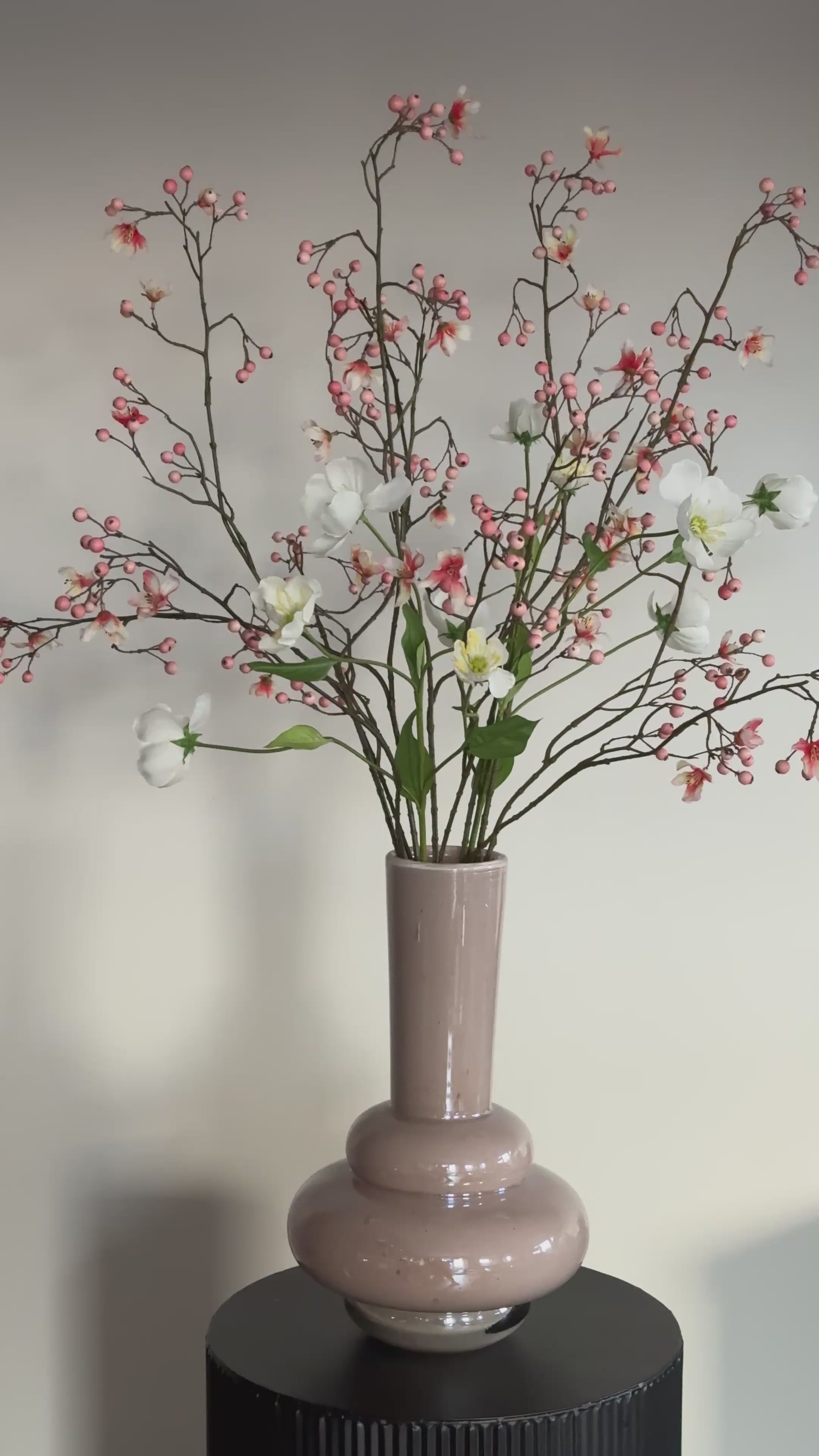 Zijden boeket silk ka bessentakken roze en wit op=op