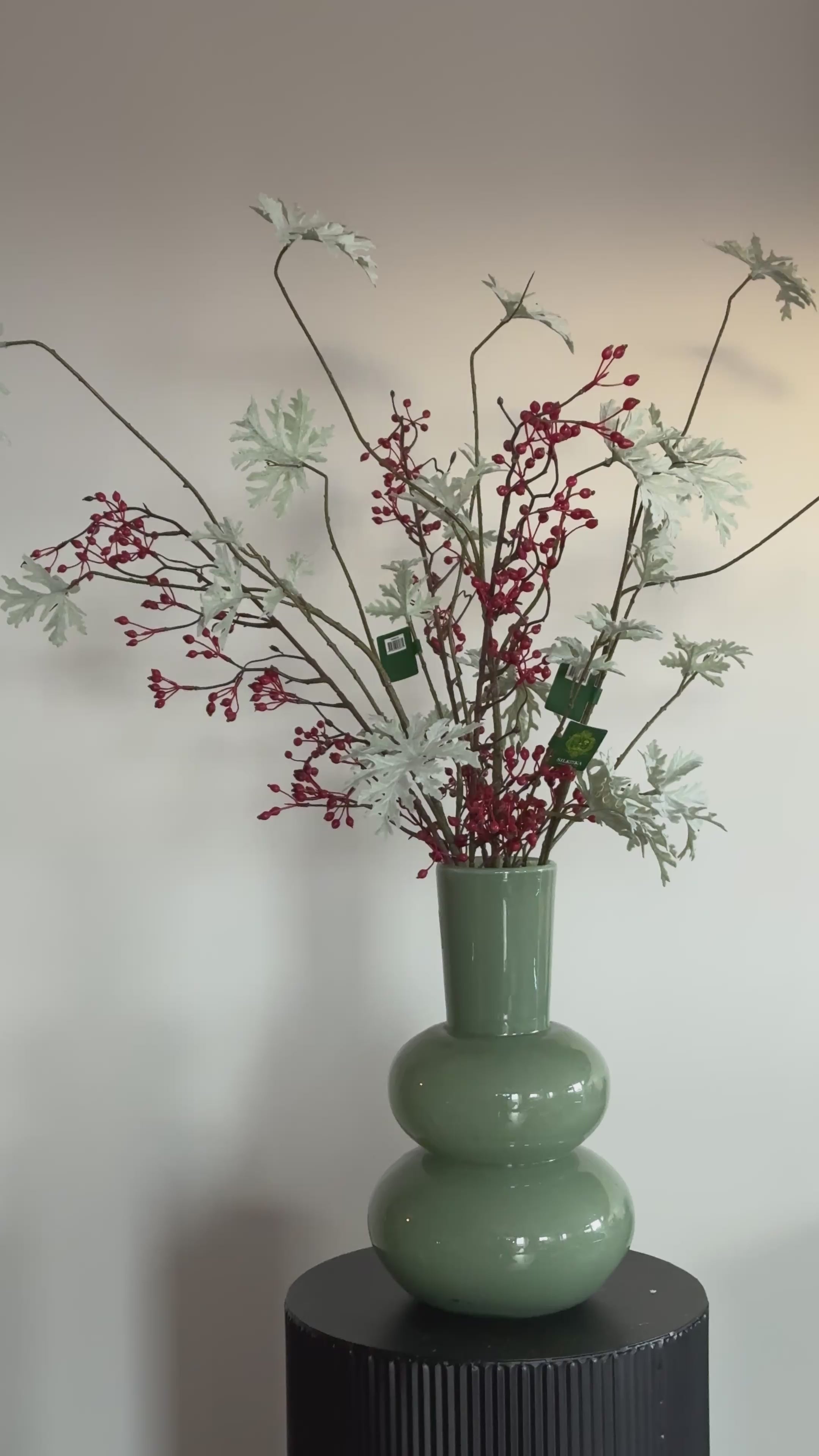 Zijden boeket met blad silk ka rood groen op=op