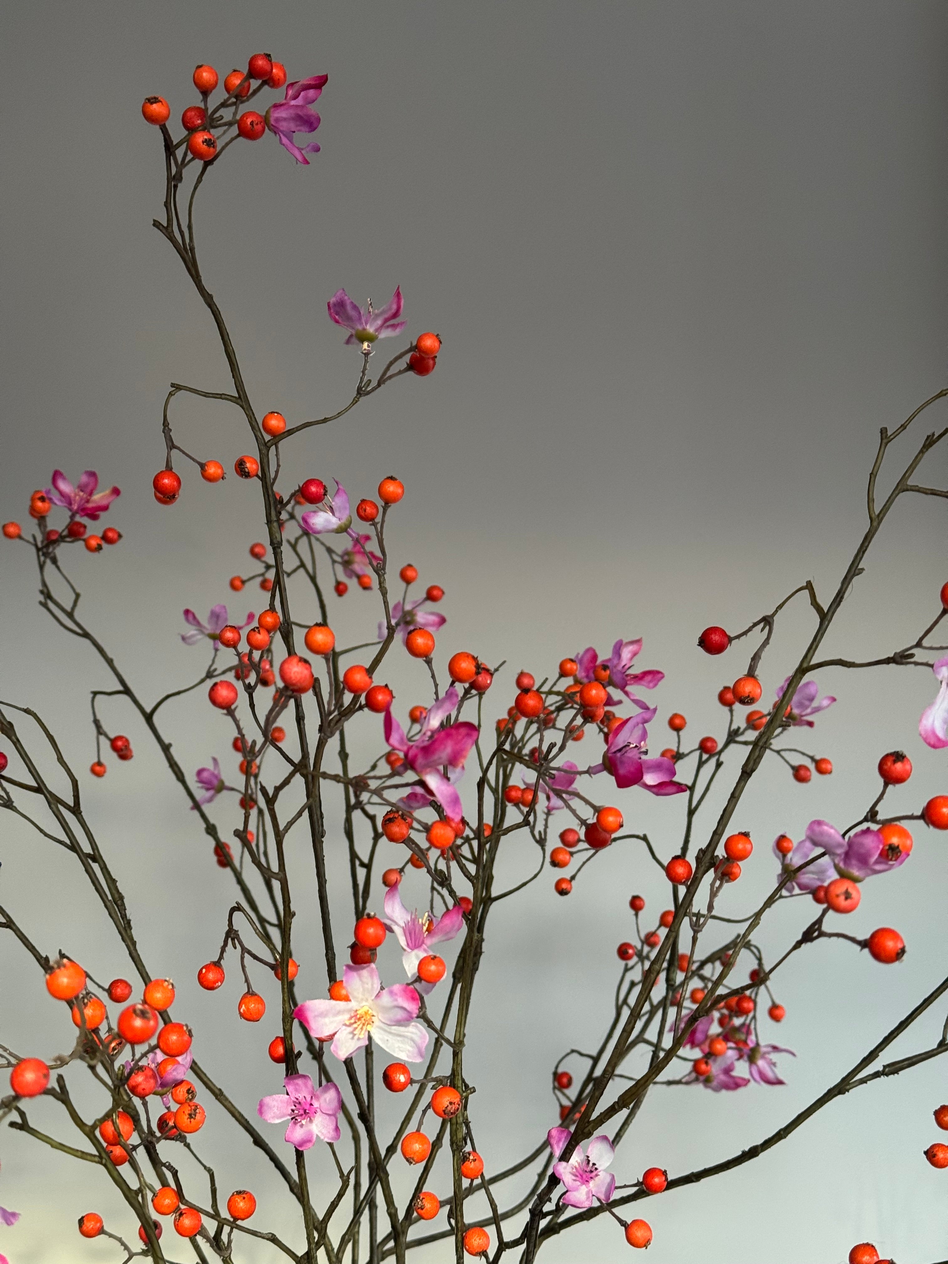 zijden boeket besjestakken silk-ka oranje close up